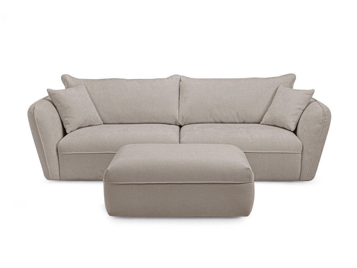 Bobochic Luigi Sofa 3-Sitzer mit Pouf Strukturstoff Beige