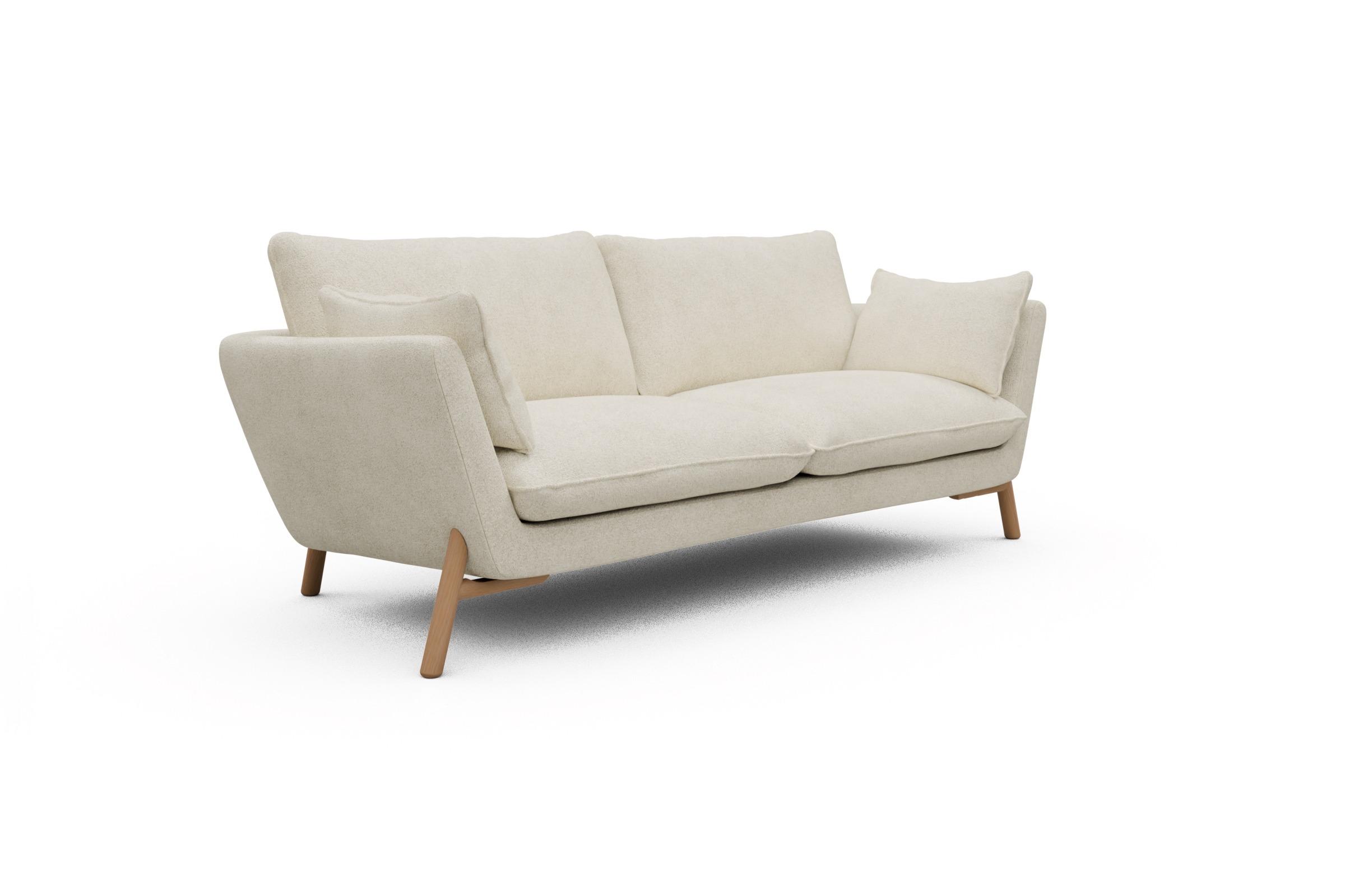 Sofa Emil 3-Sitzer Beinfarbe Eiche Natur Boucle-Off-White