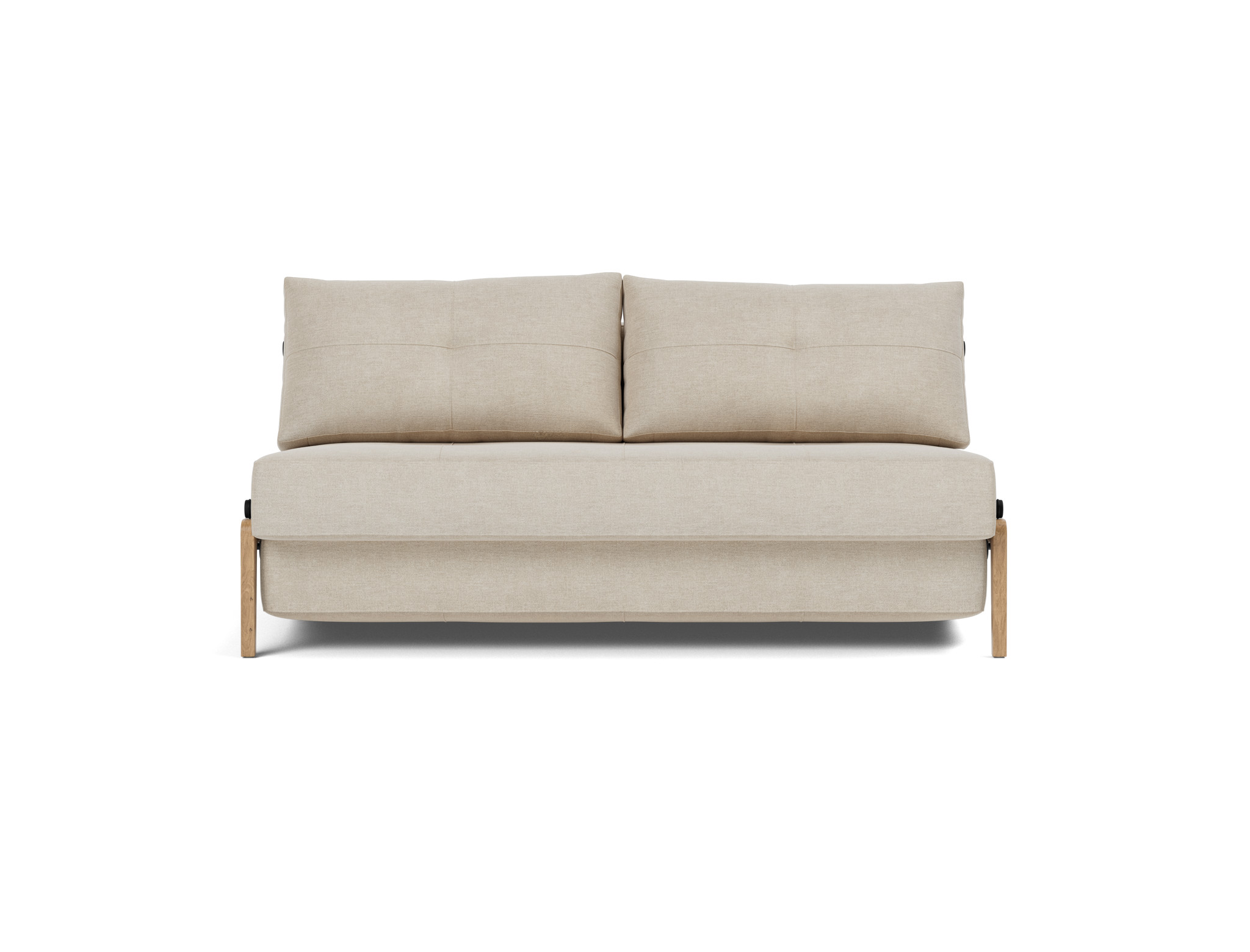 Schlafsofa Cubed 160 Flachgewebe Phobos 586-Latte Beine Eiche