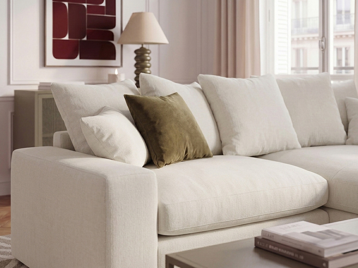 Bobochic Nevada Ecksofa Stoff Weiß