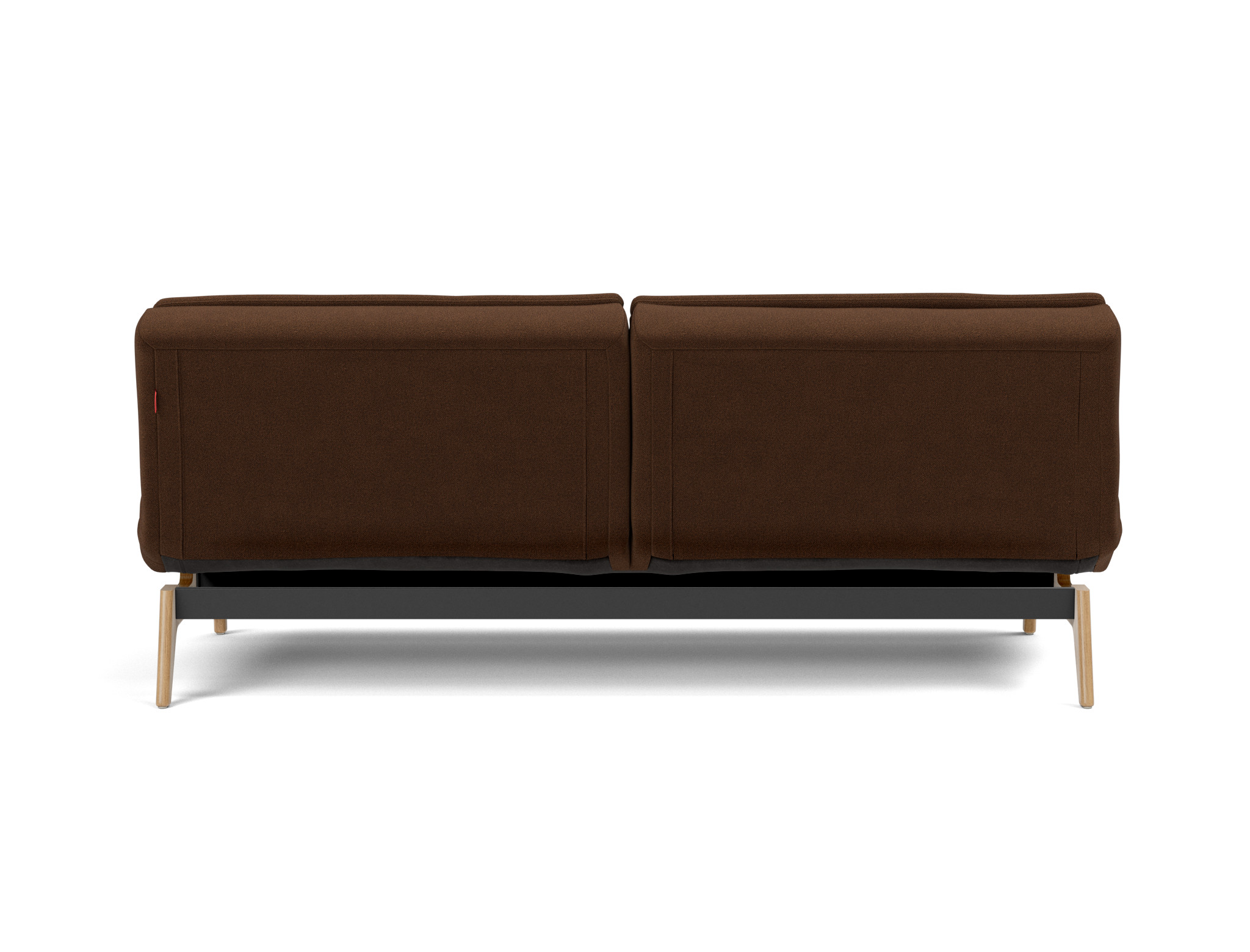 Schlafsofa Dublexo Strukturierter Stoff Taura 359-Cappuccino Beine Eiche