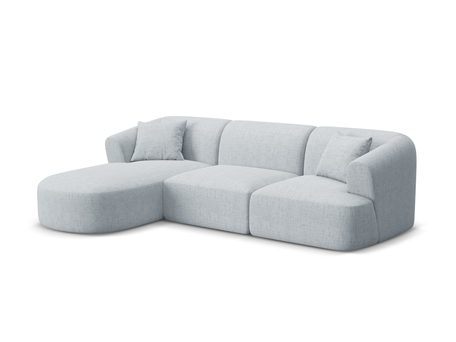 Cosmopolitan Design Ecksofa Campi 4-Sitzer Strukturierter Stoff Moly Hellgrau Links