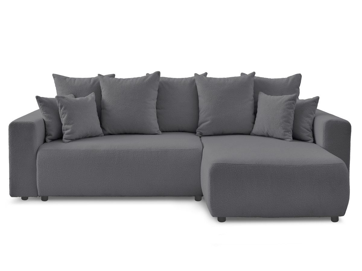 Bobochic Envy Ecksofa mit Schlaffunktion und Bettkasten Bouclé-Stoff Dunkelgrau