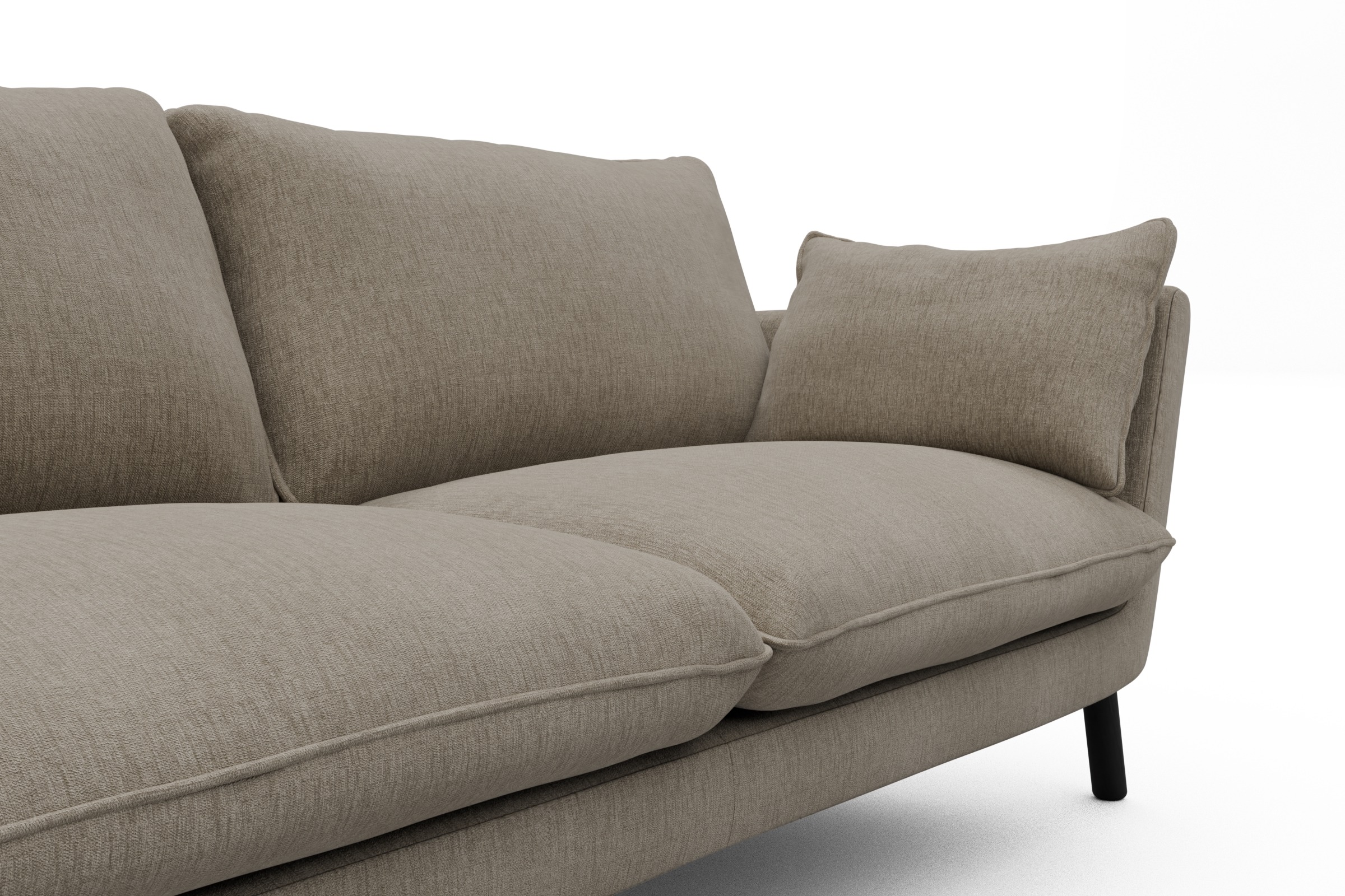 Sofa Emil 3-Sitzer Beinfarbe Eiche Schwarz Smooth-Beige