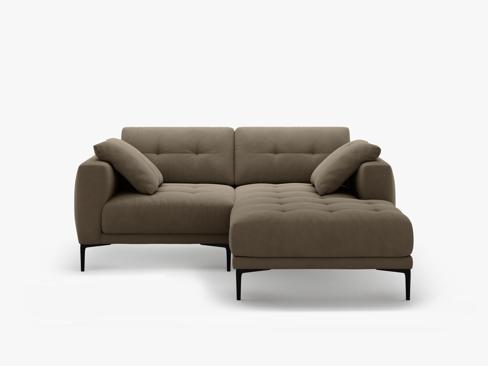 Micadoni Ecksofa Bemy 2-Sitzer Rechts Samt Grau Braun