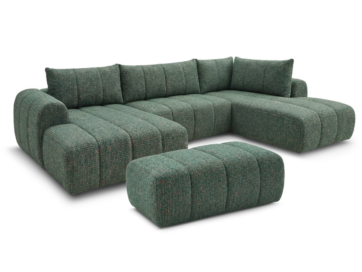Bobochic Nesty Wohnlandschaft mit Pouf Melange-Stoff Dunkelgrün Ecke links