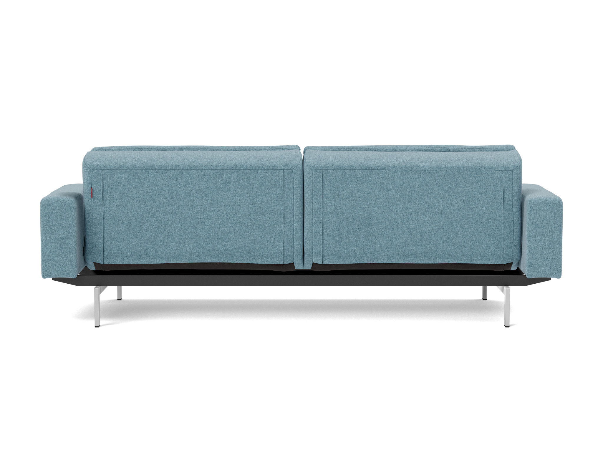 Schlafsofa Dublexo mit Armlehnen Flachgewebe Mixed Dance 525-Light-Blue Beine Chrom