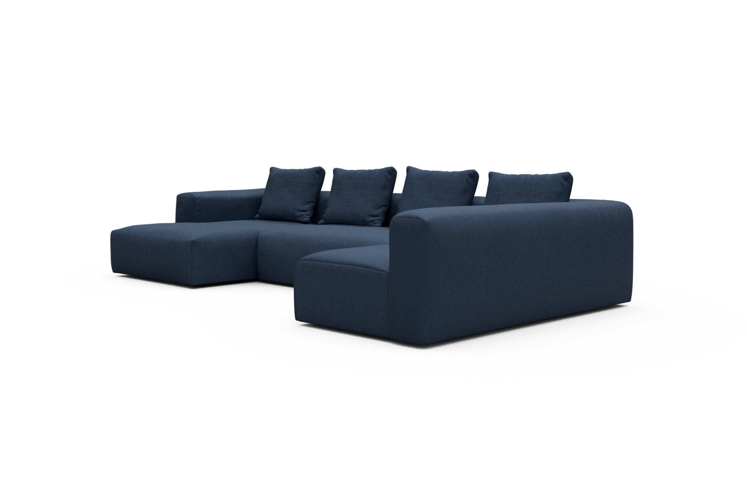 Wohnlandschaft Fred Chaiselongue links mit 2-Sitzer und lange Armlehne rechts Weda-Blue