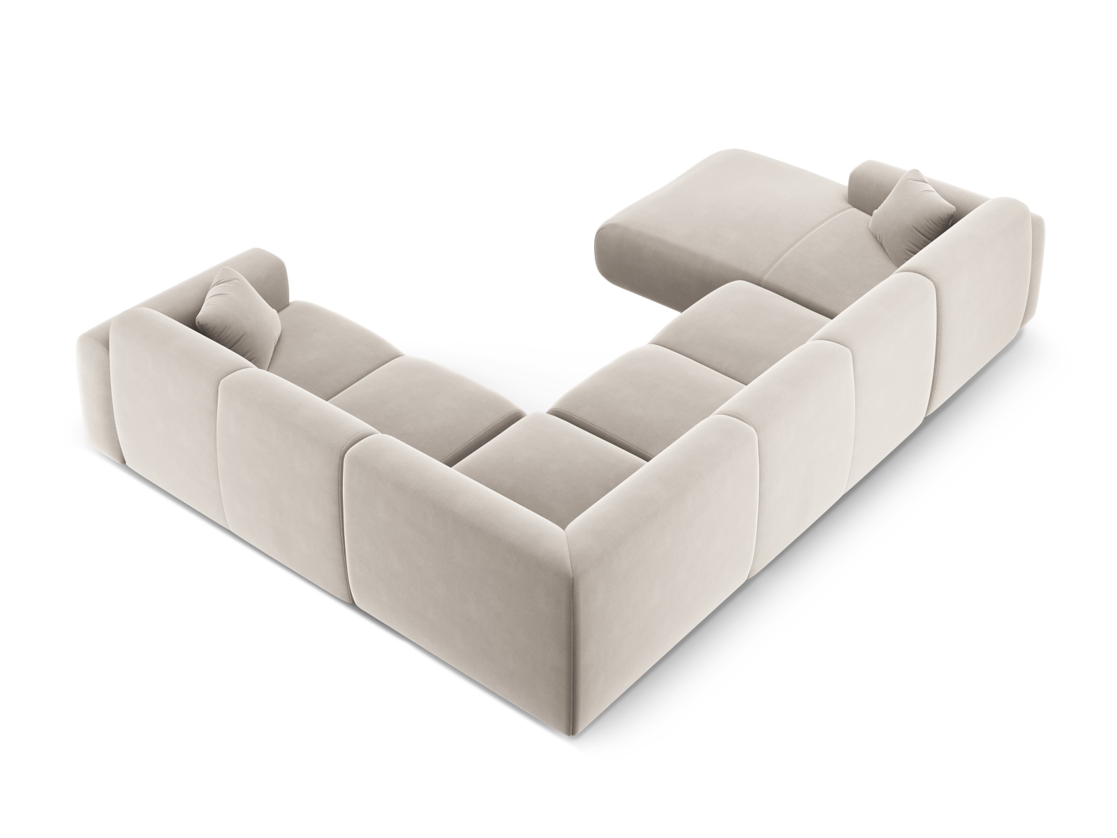 Cosmopolitan Design Panoramasofa Nolio 6-Sitzer Samt Casino Helles Beige Rechts