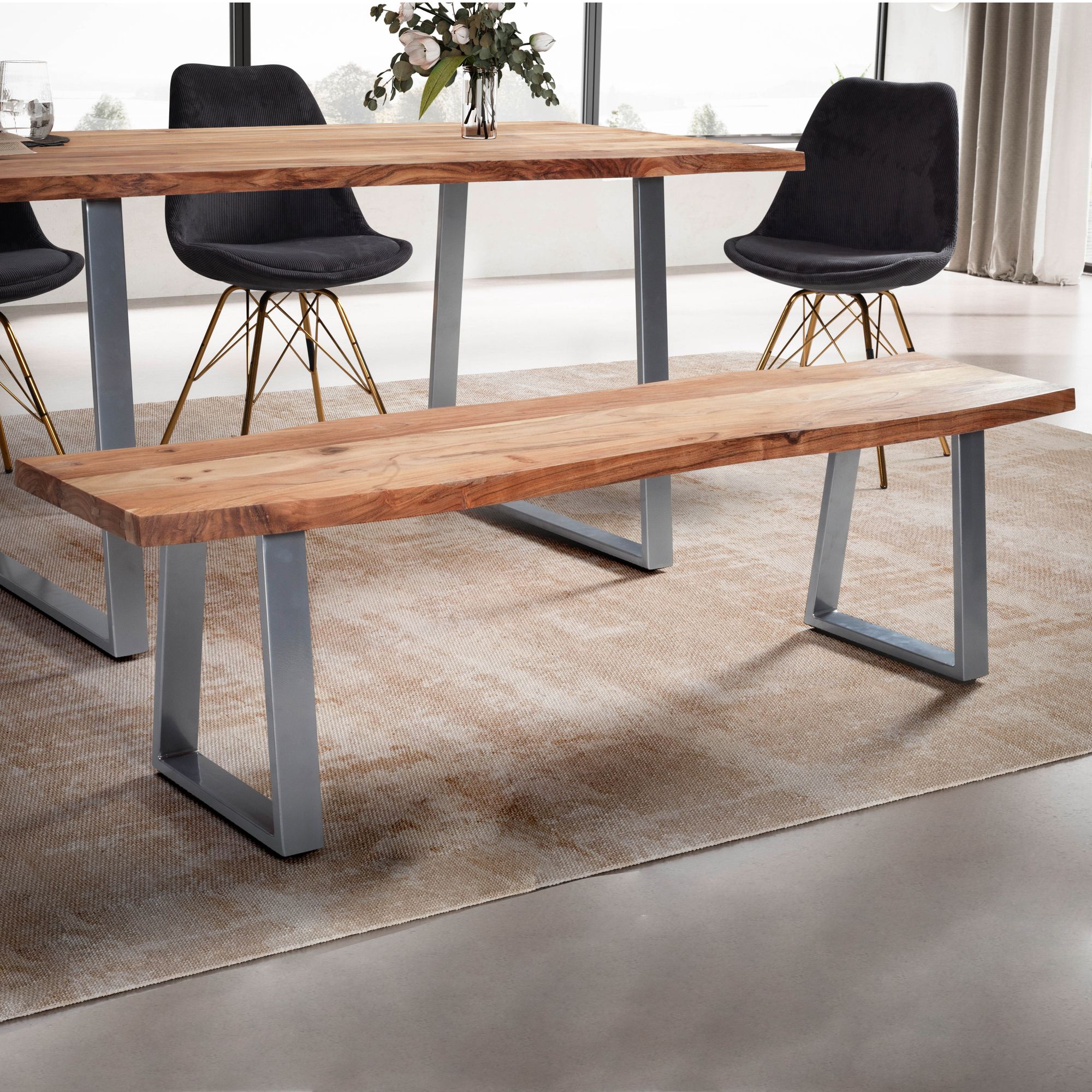 Essbank Balestrand Akazie Massivholz Breite 140 cm