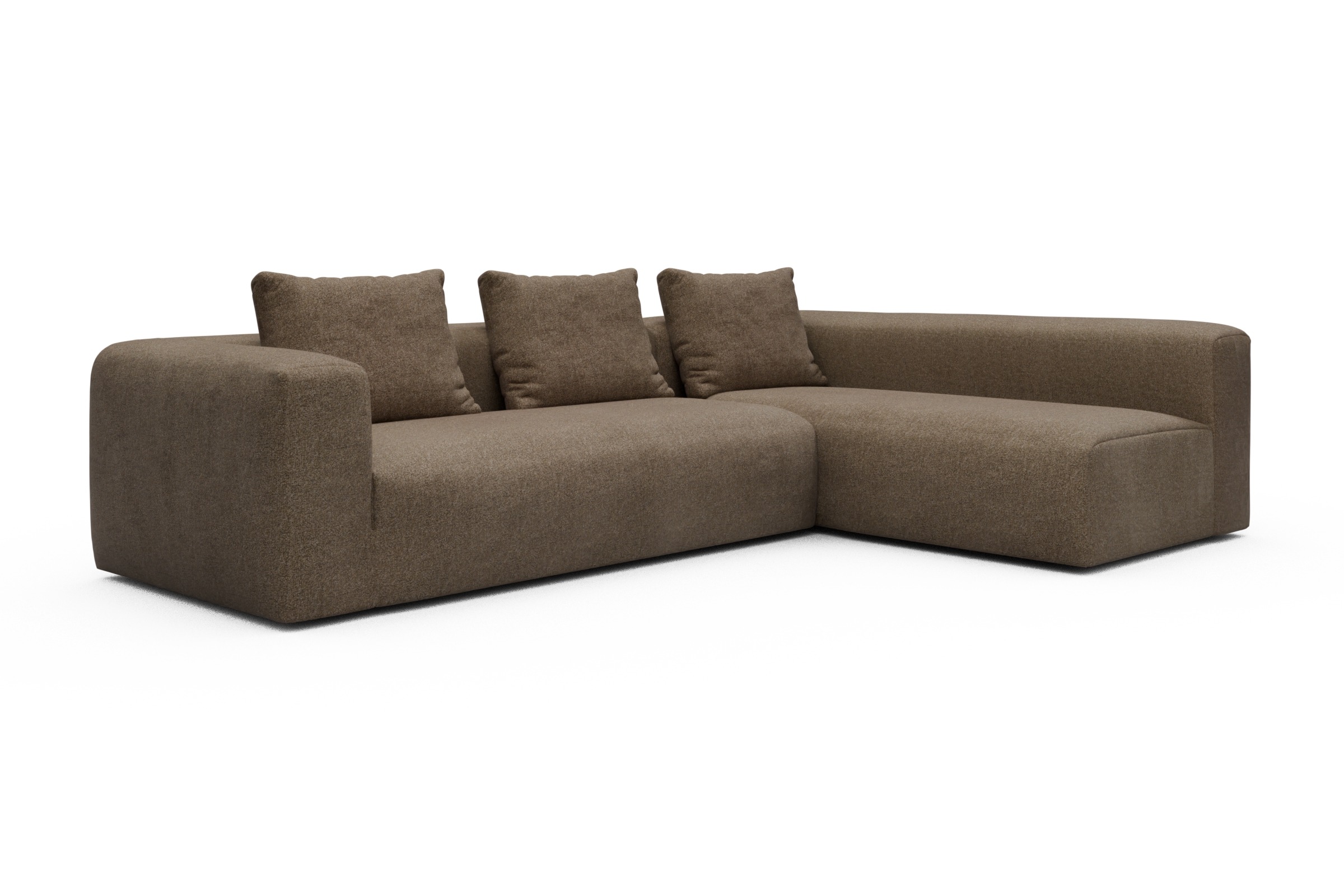 Ecksofa Fred 2x 2,5-Sitzer rechts offen Aivi-Khaki-Brown