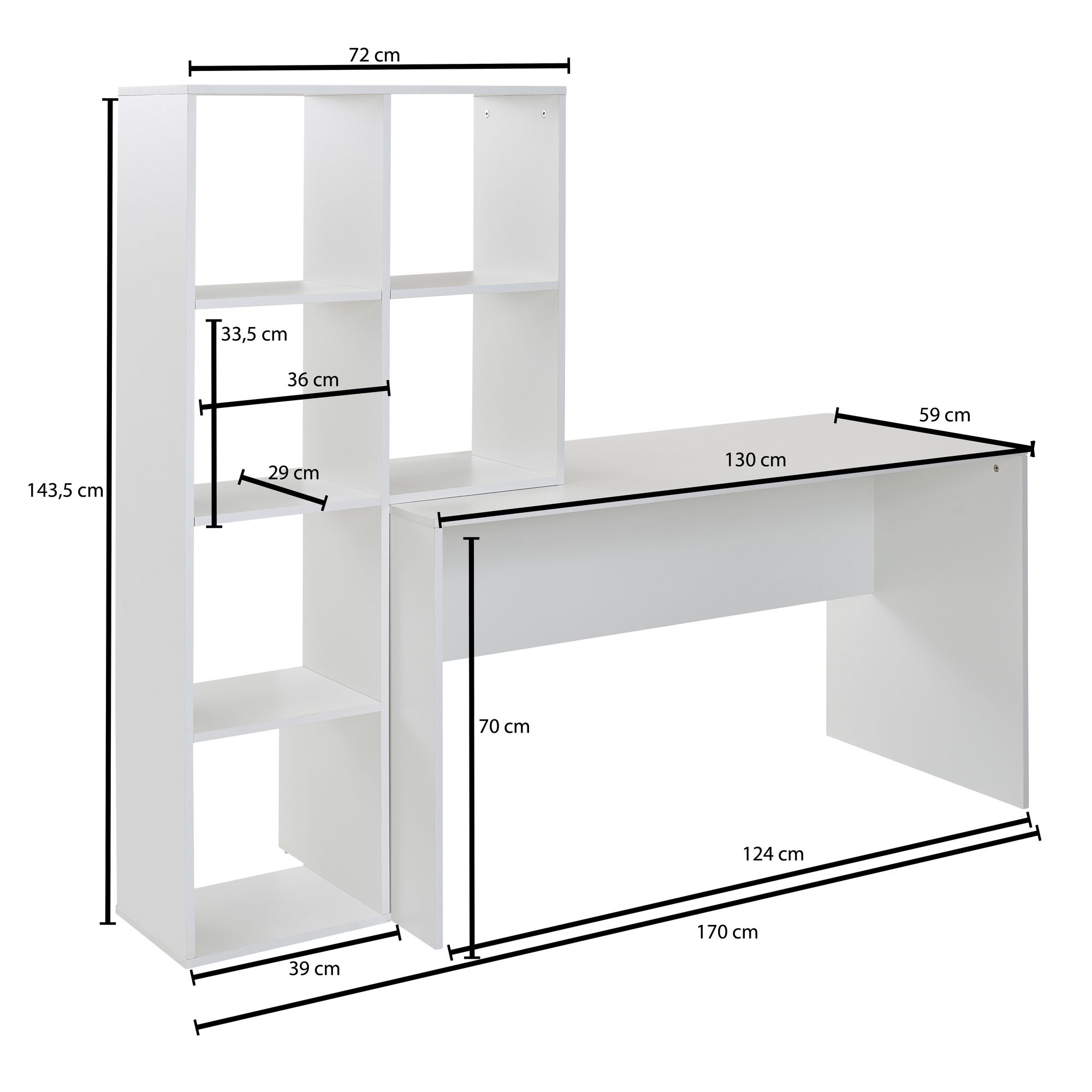 Schreibtisch Efstidalur Weiß 170 × 59 × 143,5 cm