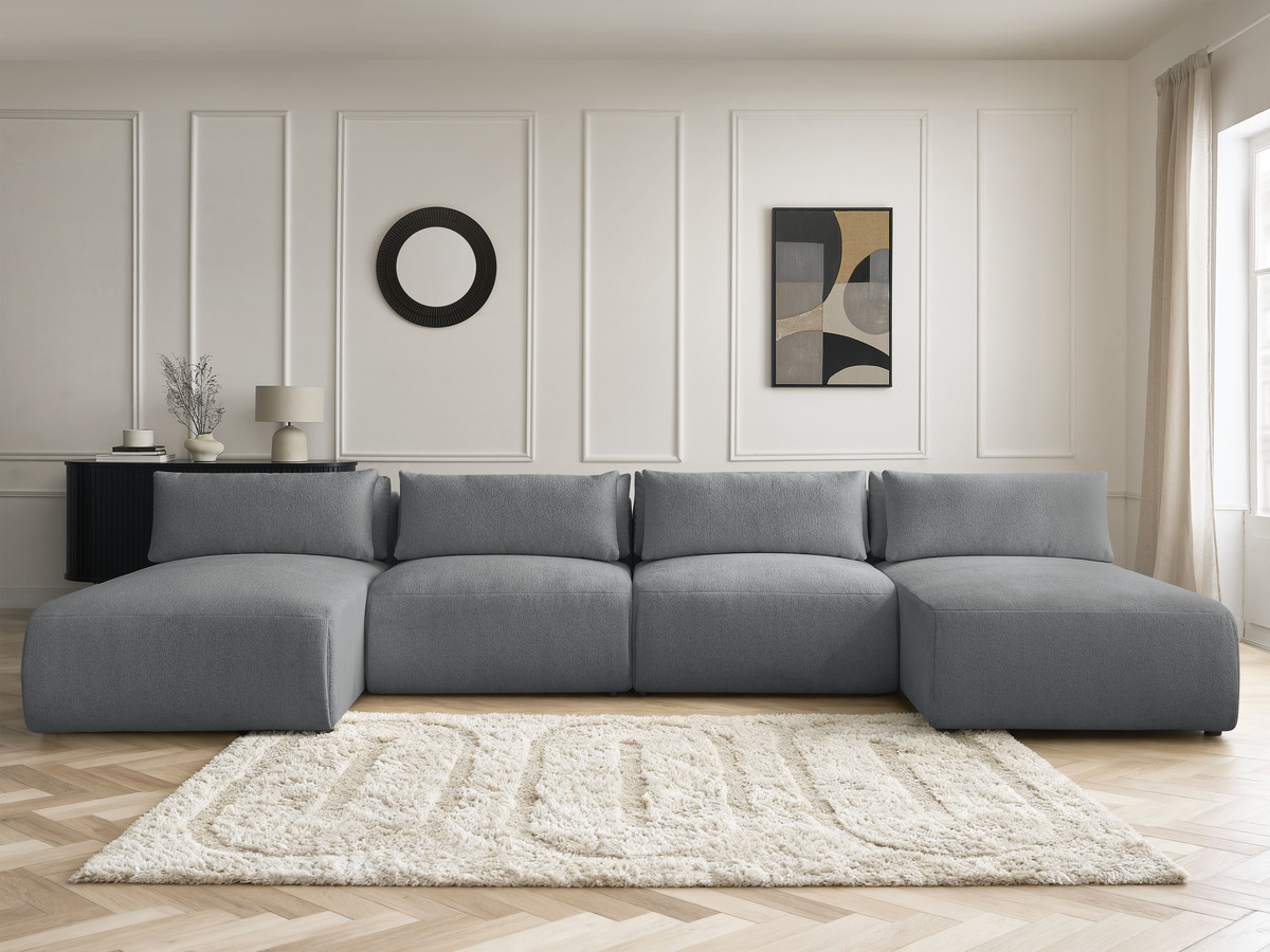 Bobochic Jana Wohnlandschaft Melange-Stoff Dunkelgrau