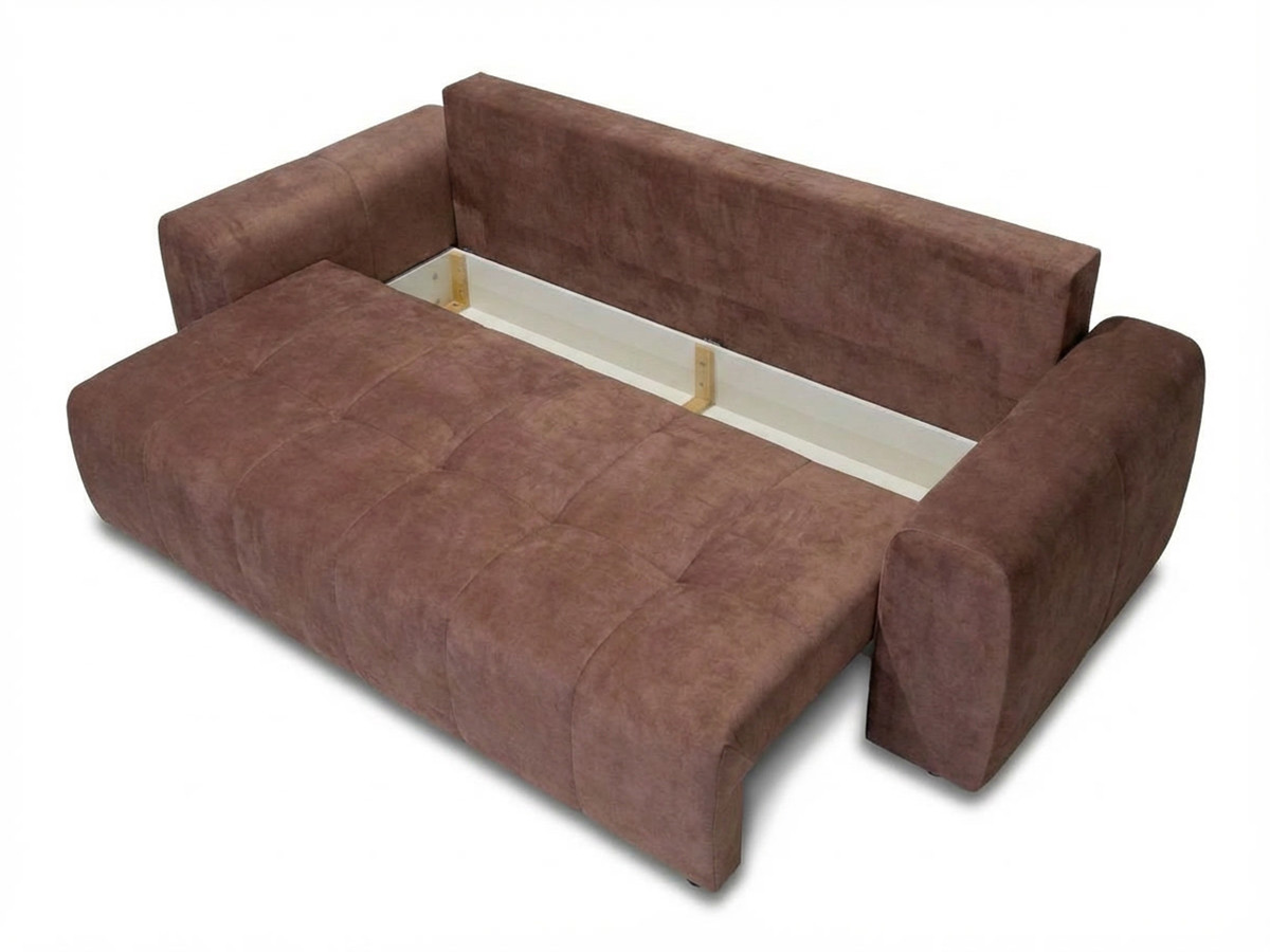 Bobochic Roxelane Schlafsofa 3-Sitzer mit Bettkasten Melange-Stoff Rot