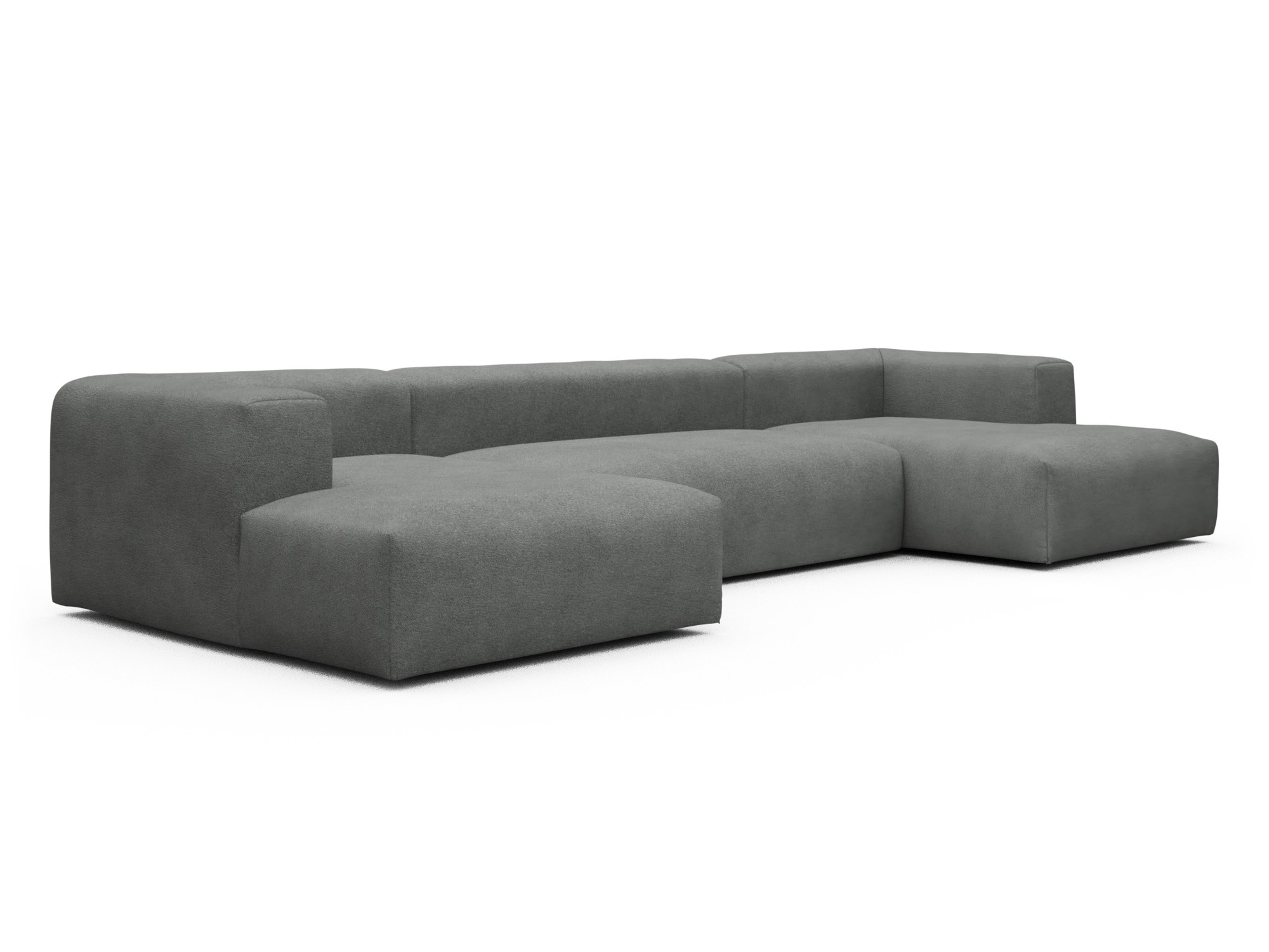 Skandi Home Wohnlandschaft Fred mit 2-Sitzer und Chaiselongue beidseitig Boucle-Ash-Grey moebelfaktor