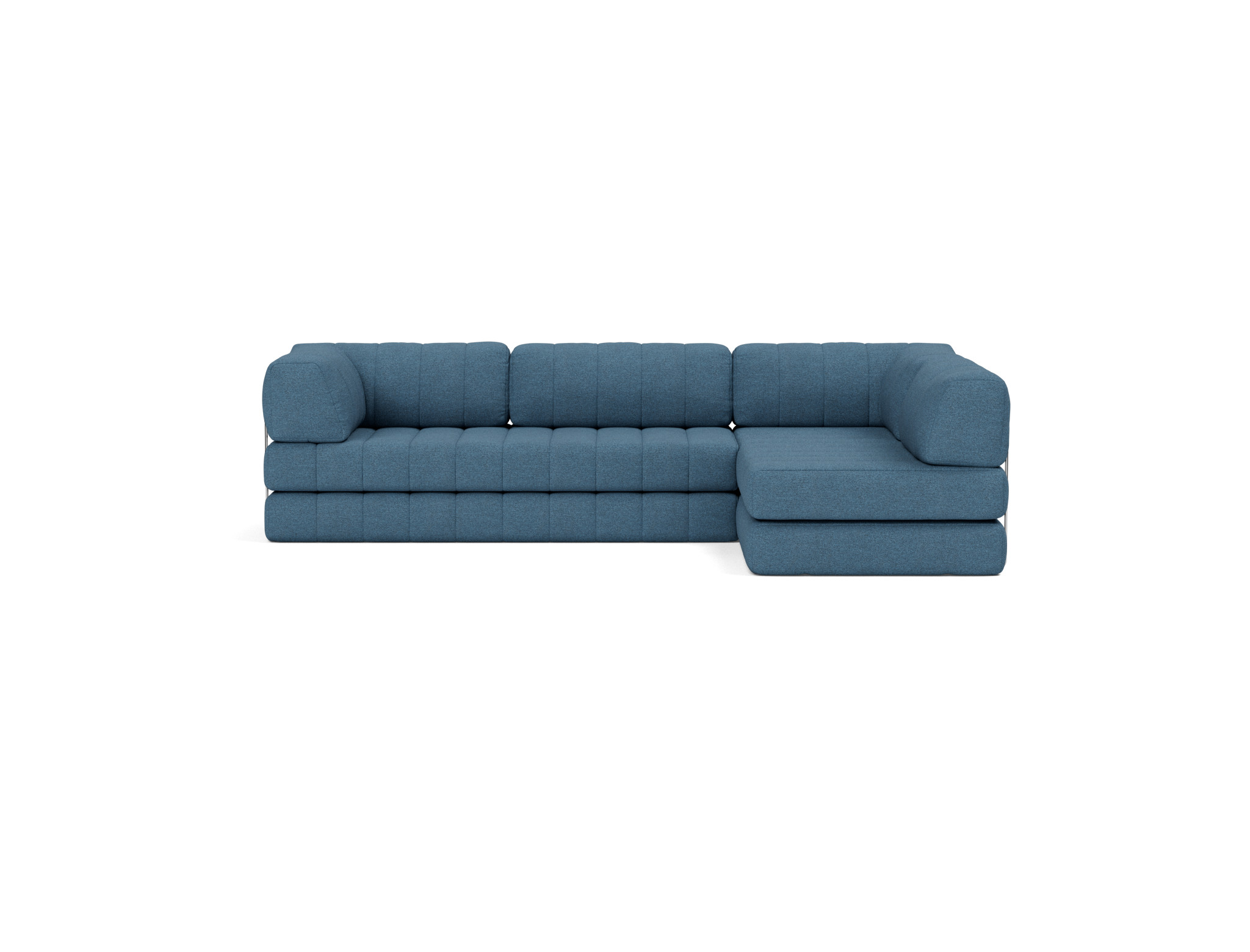 Eck-Schlafsofa CozyPad L-Form mit Armlehne Strukturierter Stoff Weda 302-Weda-Blue
