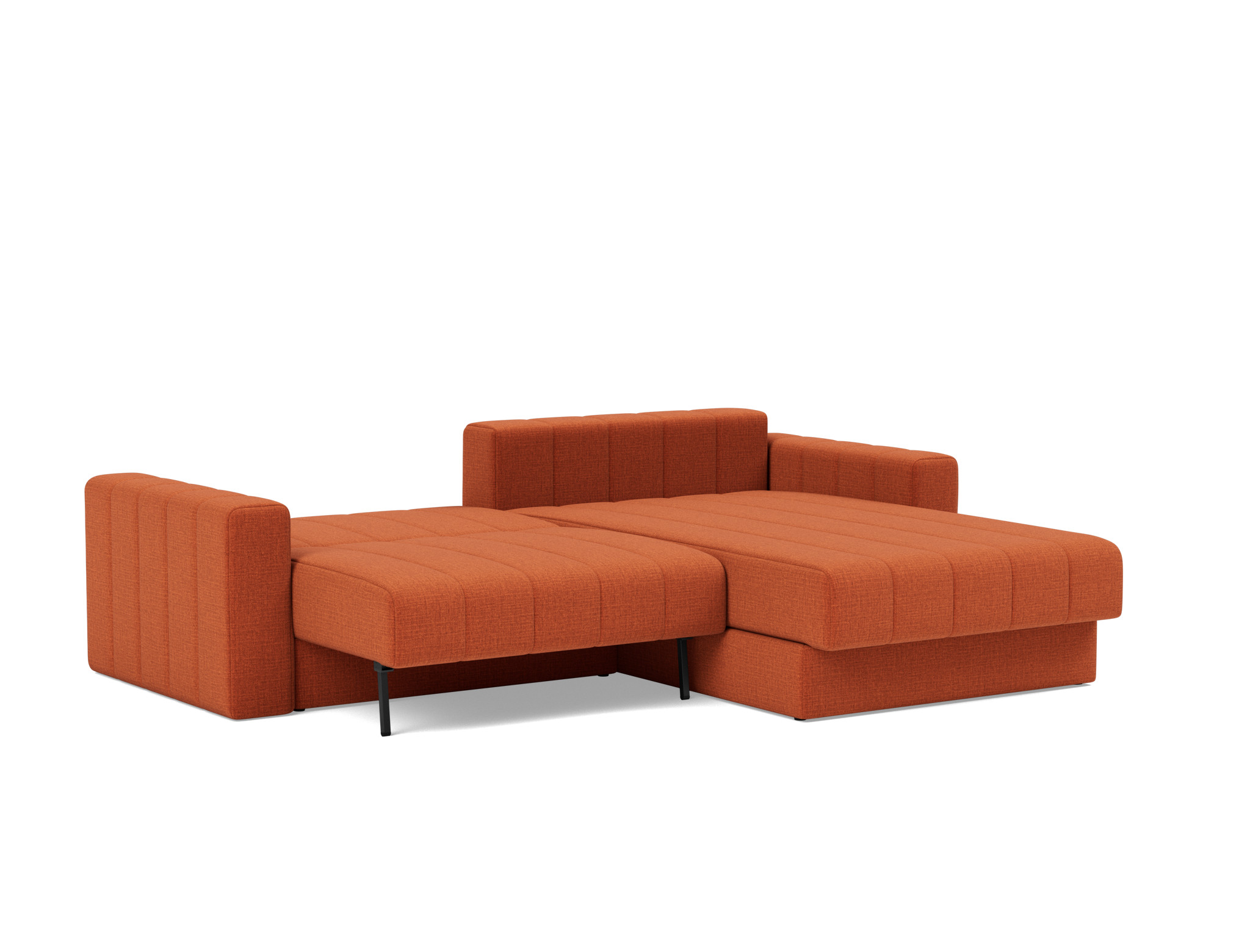 Schlafsofa Akello mit Chaiselongue und Armlehnen Chenille Esina 412-Rust-Orange