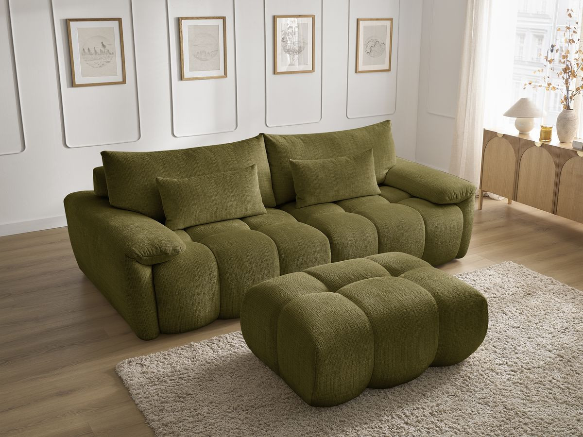 Bobochic Ivane Sofa 4-Sitzer Strukturstoff Grün