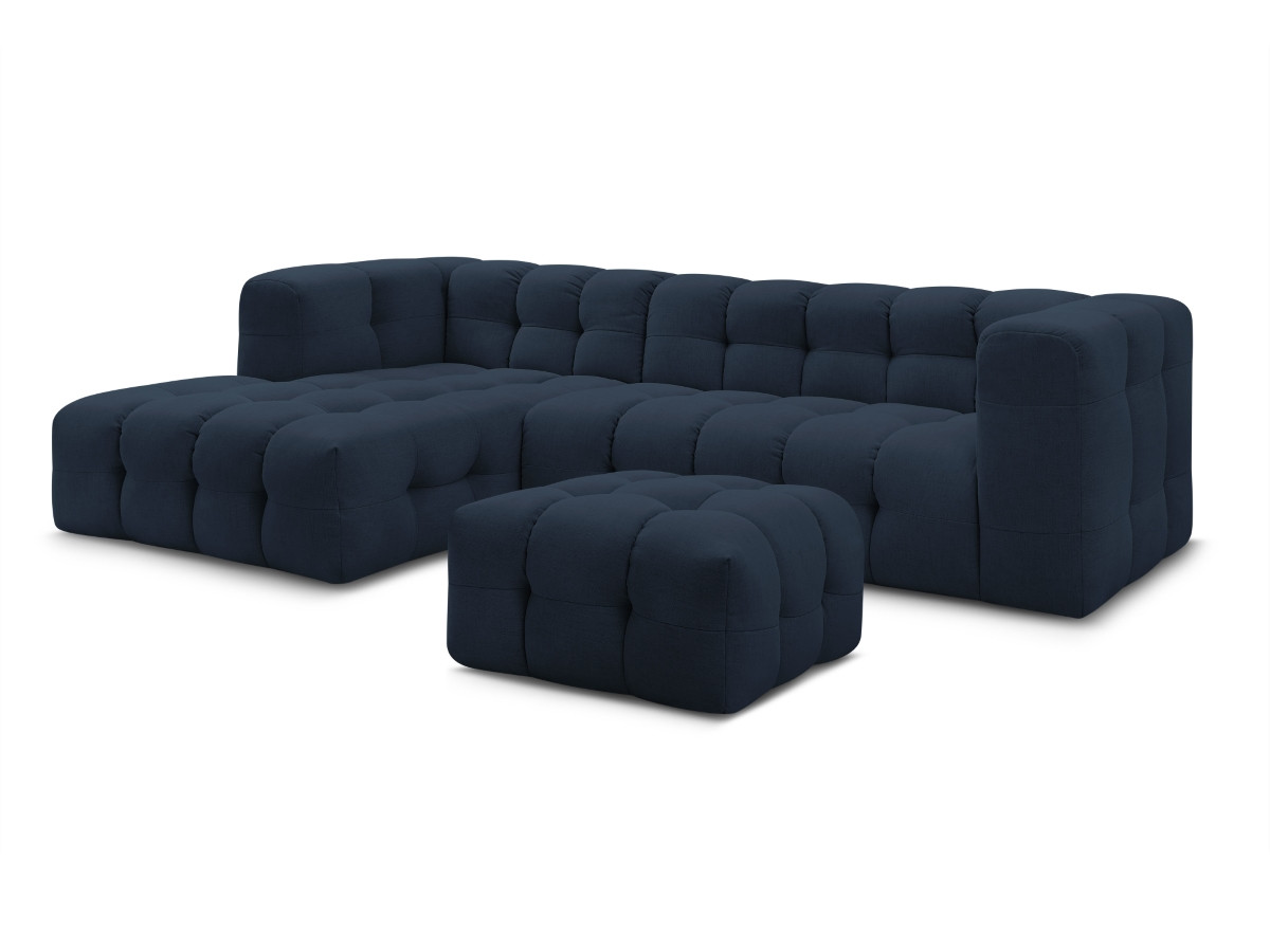 Bobochic Cloud Ecksofa mit Pouf 288 × 184 cm Stoff Dunkelblau Ecke links