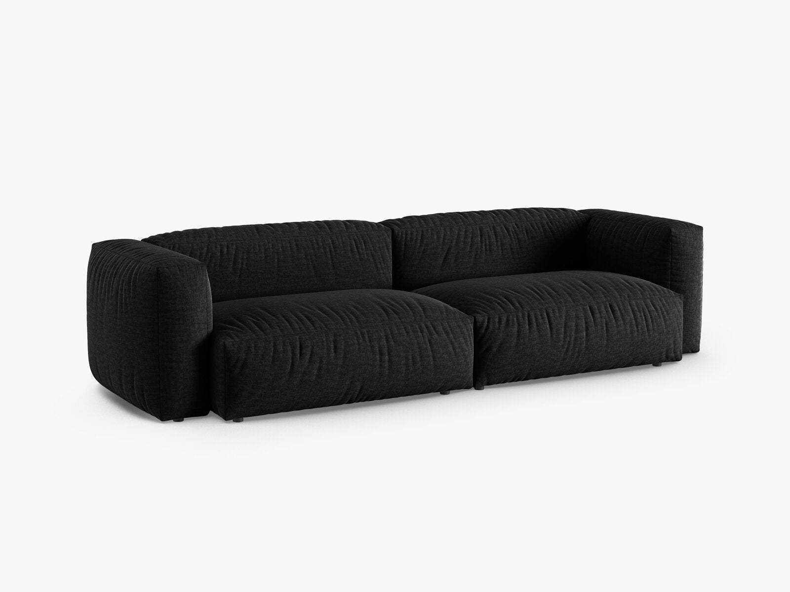 Micadoni Sofa Martina 4-Sitzer 90cm Sitztiefe Strukturierter Stoff Boston Schwarz