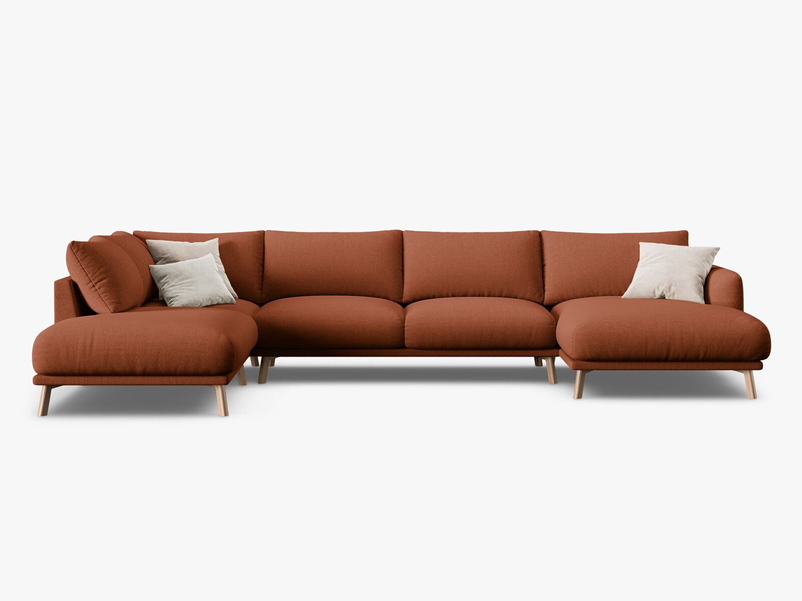 Micadoni Panorama Ecksofa Naomi 6-Sitzer Links Strukturierter Stoff Liberty Ziegel