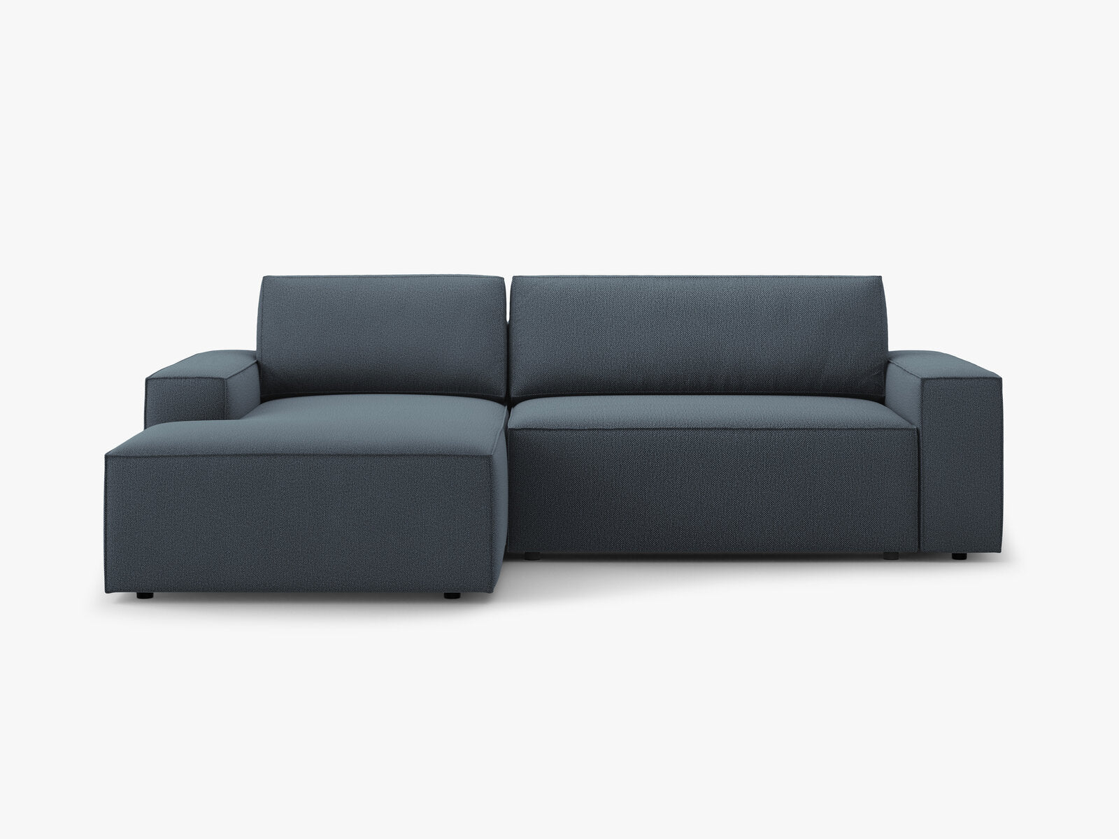 Micadoni Schlaf-Ecksofa Jodie 3-Sitzer Links Strukturierter Stoff Blau