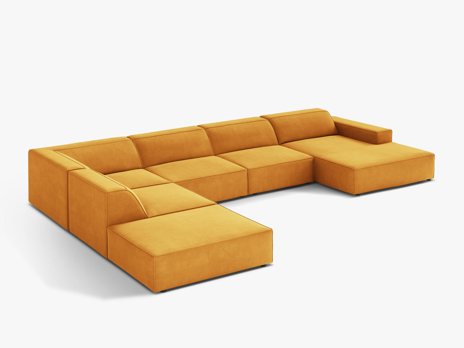 Micadoni Panorama-Ecksofa Jodie 7-Sitzer Samt Venus Gelb Links