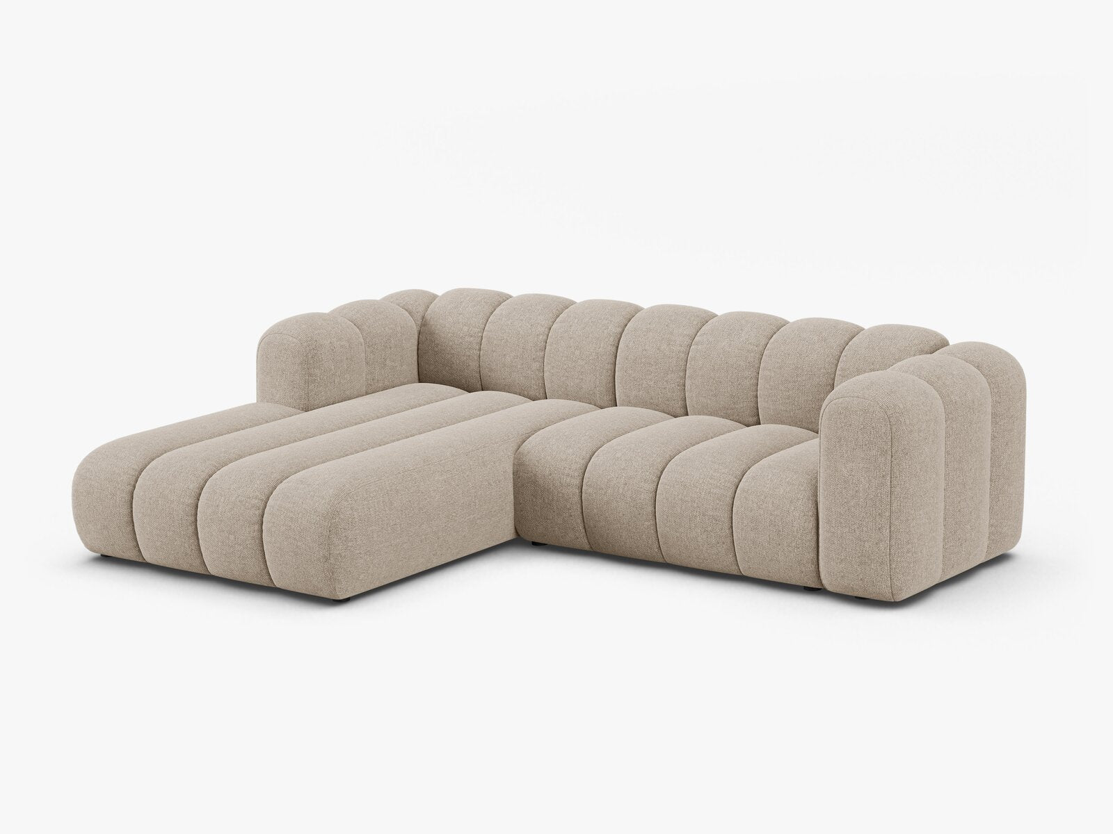 Micadoni Modulares Ecksofa Lupine 4-Sitzer mittelgroß Links Chenille Eden Dunkelbeige