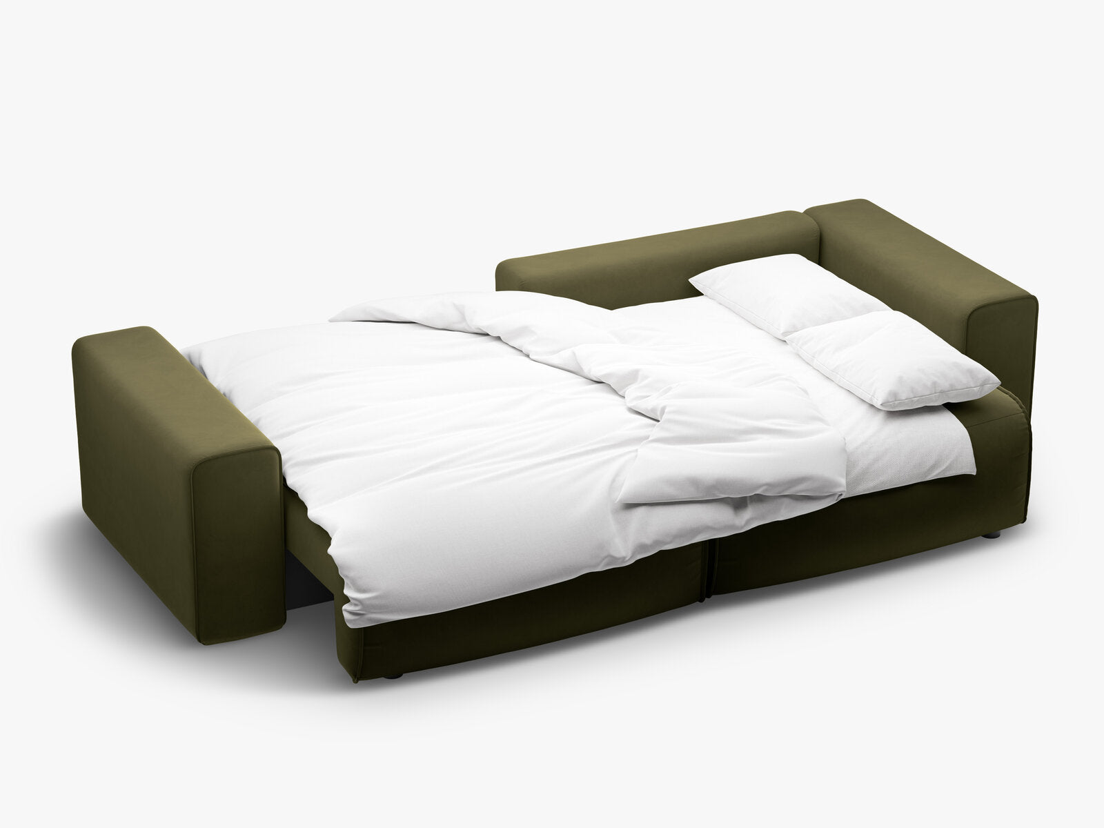 Micadoni Ecksofa Victor 3-Sitzer mit Schlaffunktion Rechts Samt Moßgrün Melange