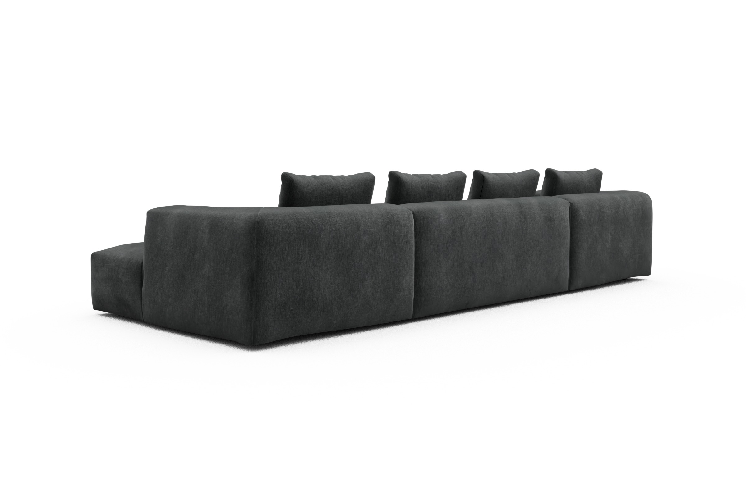 Wohnlandschaft Fred mit 2-Sitzer und Chaiselongue beidseitig Smooth-Deep-Warm-Grey
