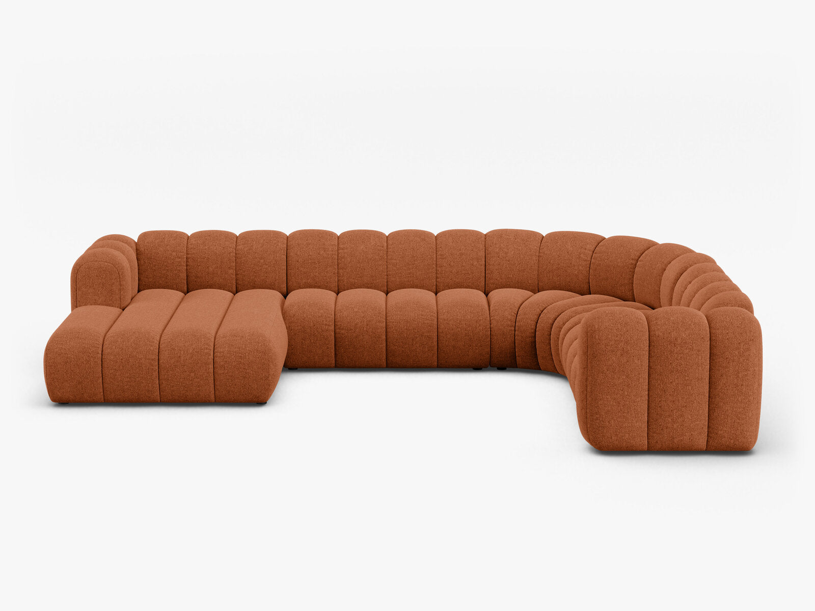 Micadoni Modulares Panorama Ecksofa Lupine 6-Sitzer Rechts Chenille Eden Ziegel