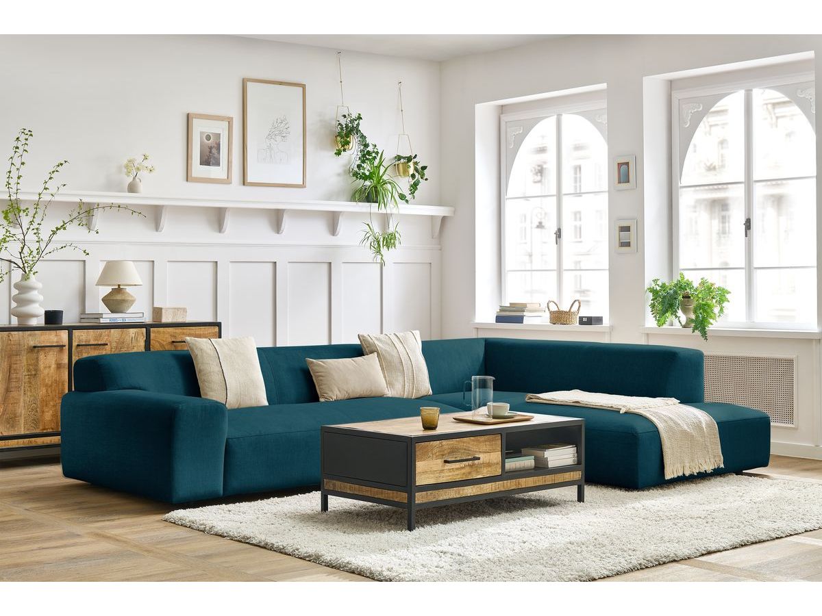 Bobochic Lavena Ecksofa 312 × 220 cm Samt Dunkelblau Ecke rechts
