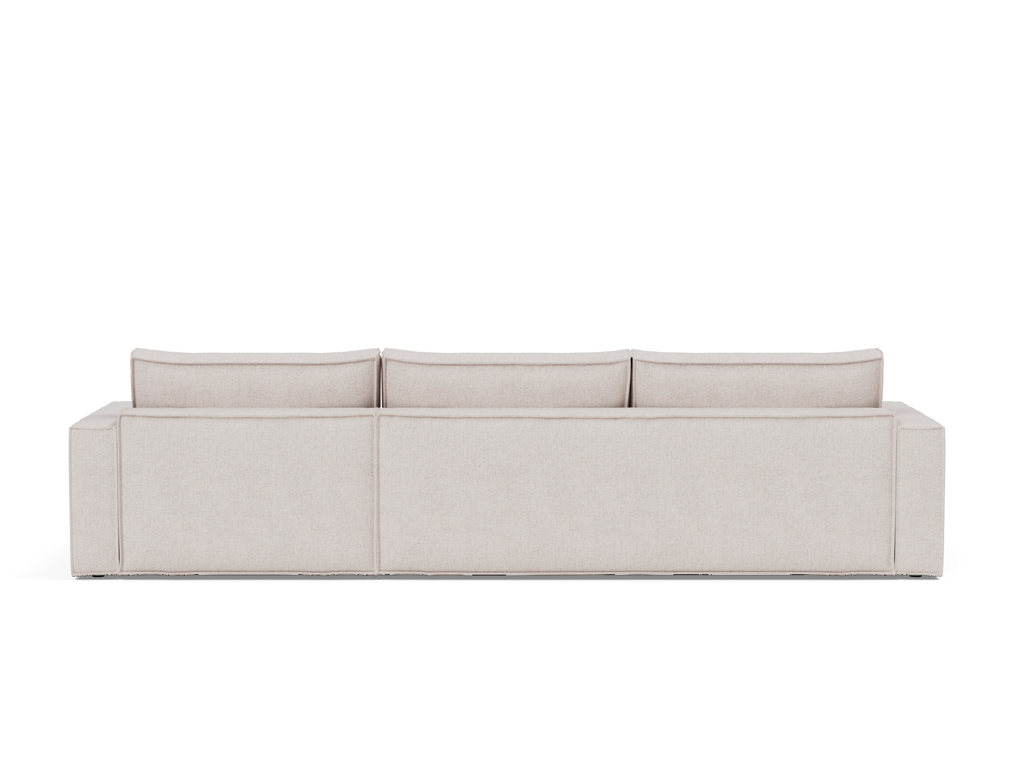 Schlafsofa Newilla mit Chaiselongue Strukturierter Stoff Weda 300-Weda-Sand