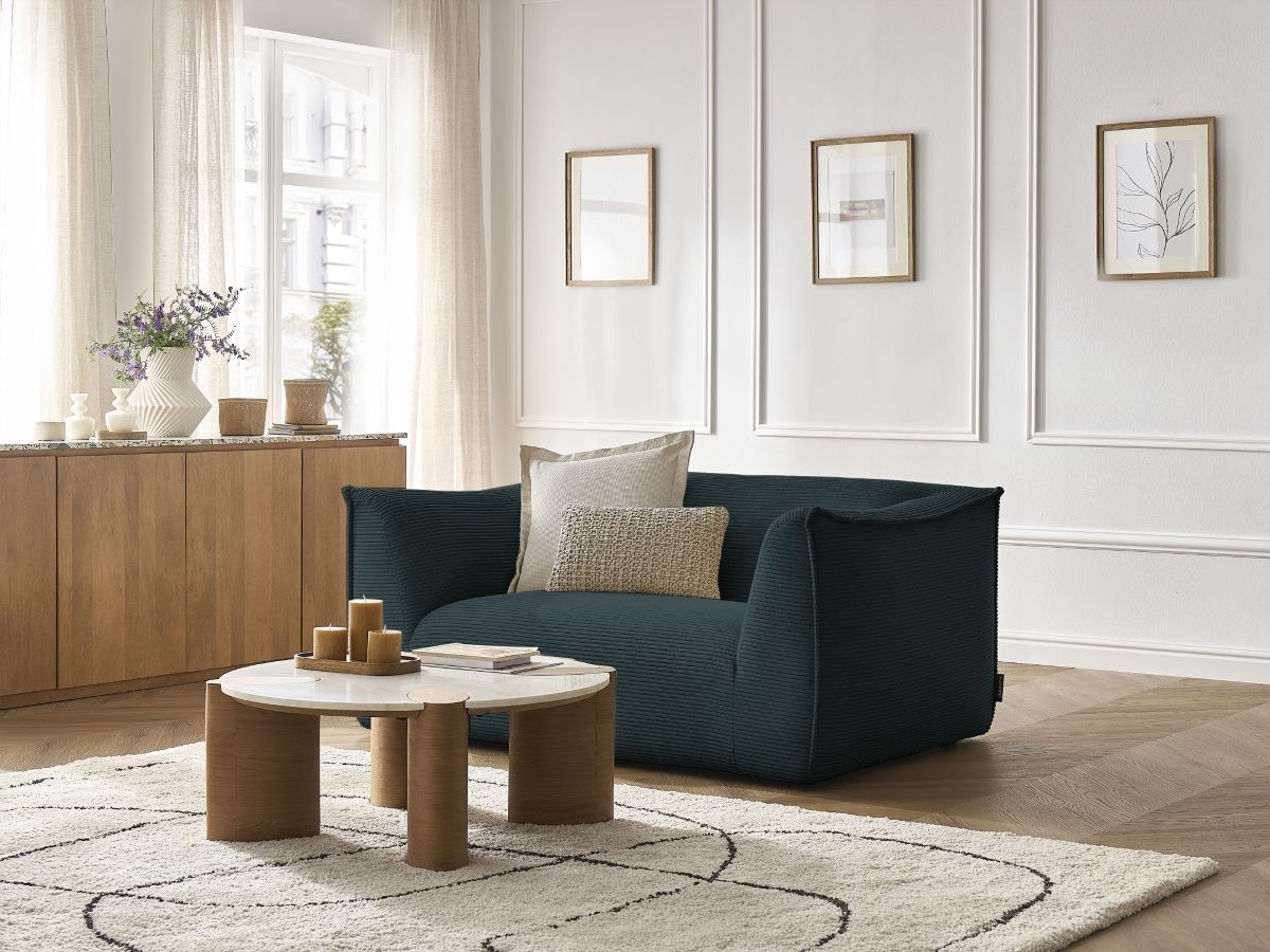 Bobochic Giorgia Sofa 2-Sitzer Cordsamt Dunkelblau