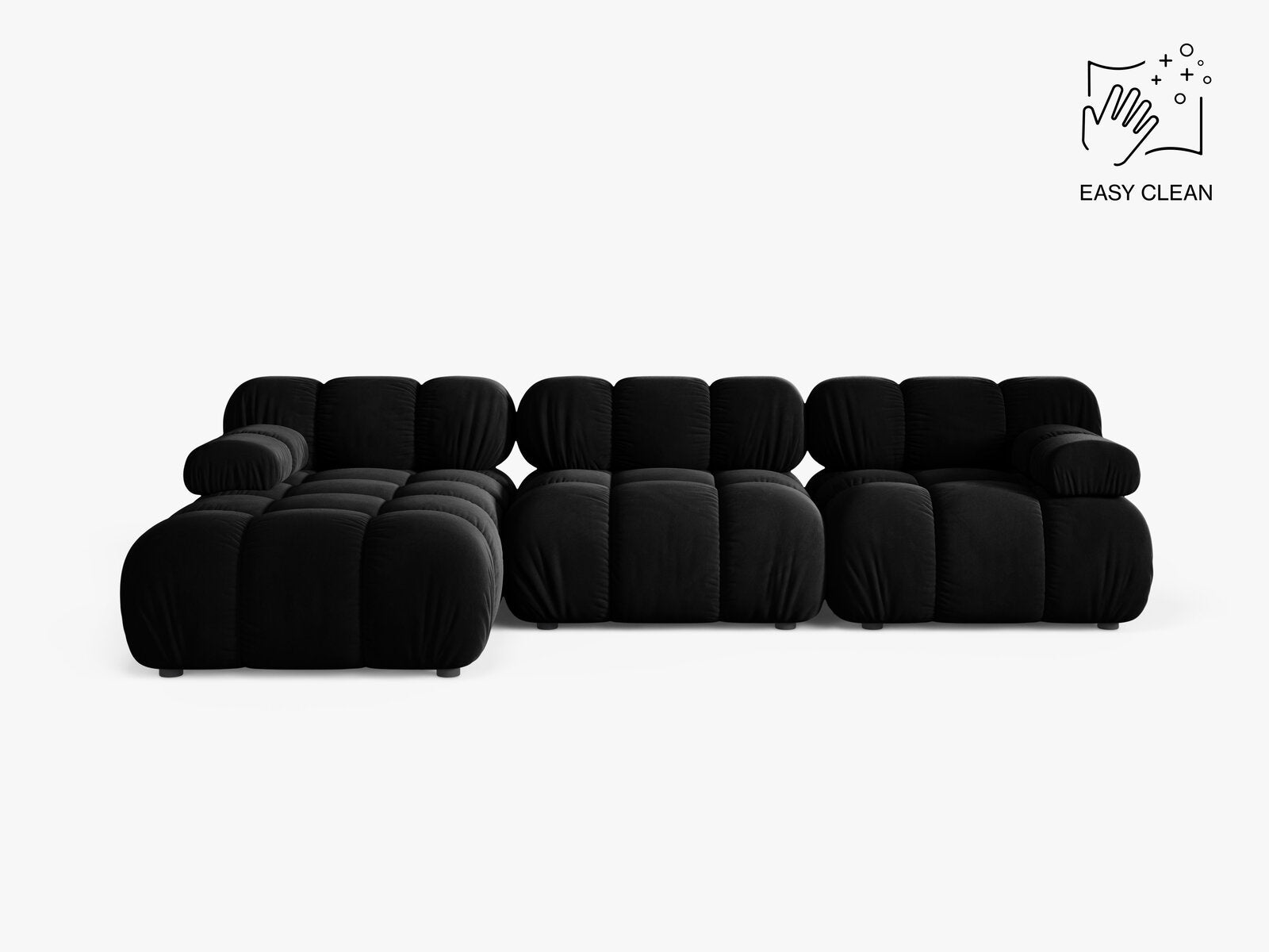 Micadoni Modulares Ecksofa Bellis 4-Sitzer Links Samt Venus Schwarz