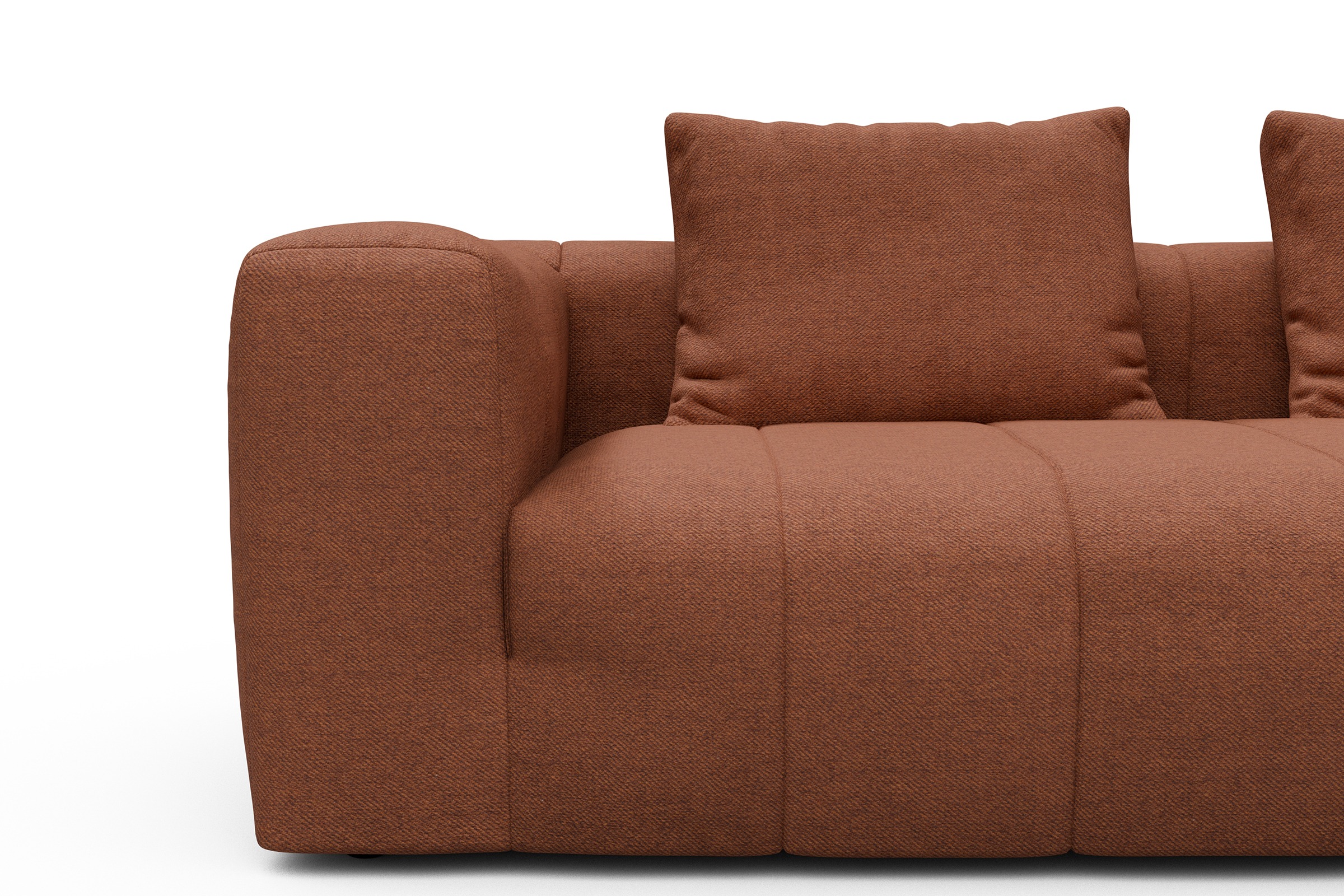 Ecksofa Hugo 2,5-Sitzer Armlehne links mit Chaiselongue Weda-Rust