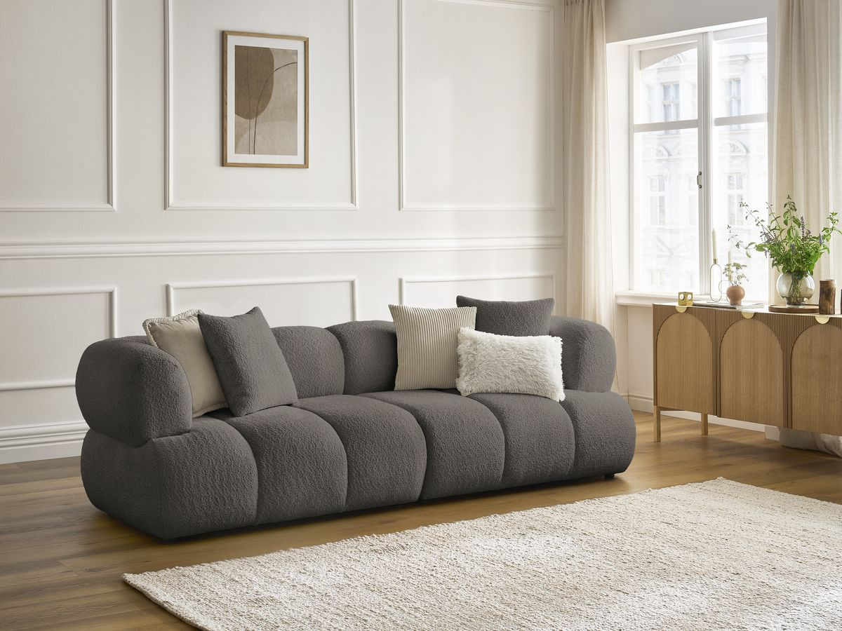 Bobochic Pamira Sofa 3-Sitzer Bouclé-Stoff Braun