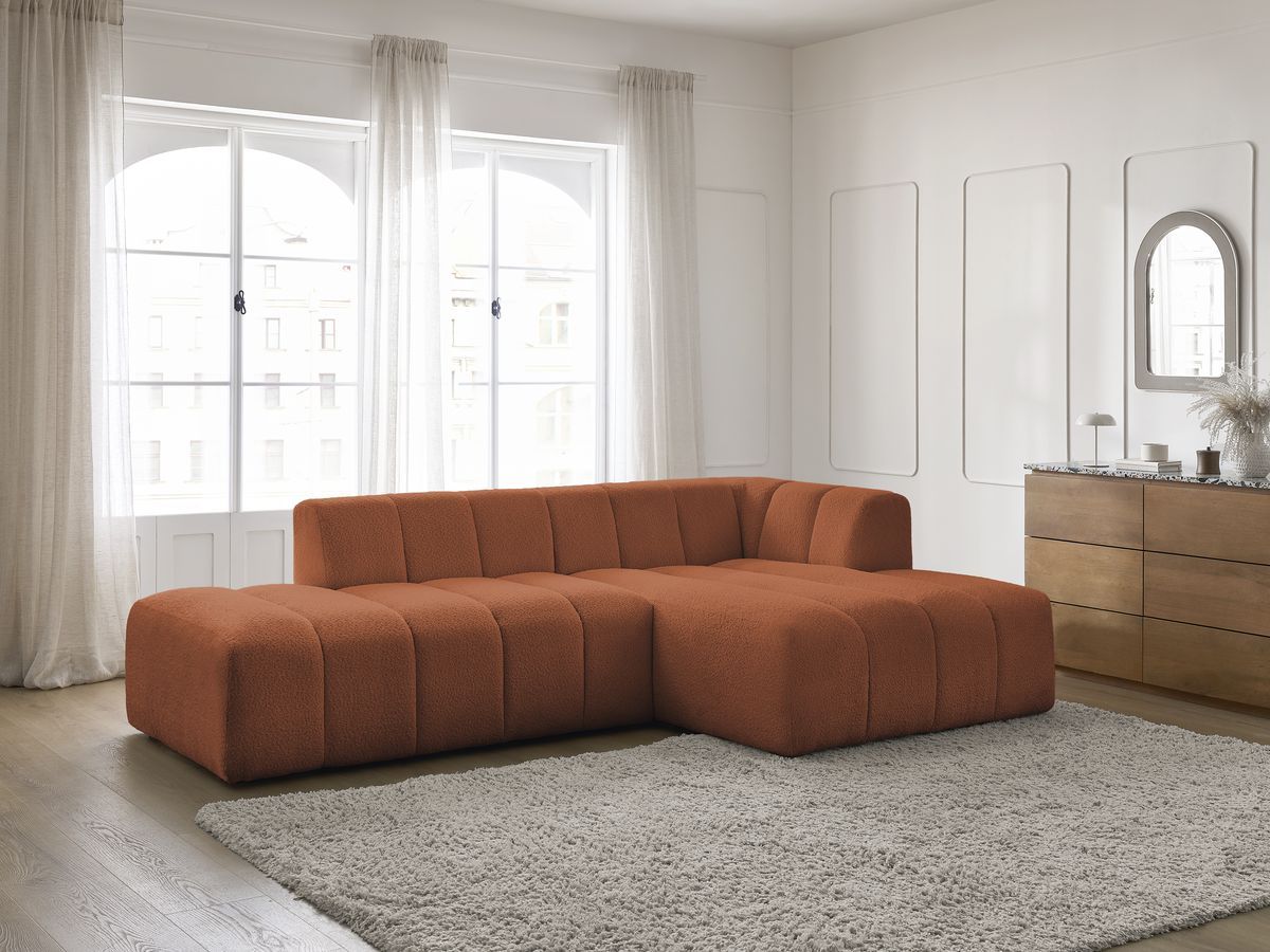 Bobochic Annecy Ecksofa Bouclé-Stoff Orange Ecke rechts