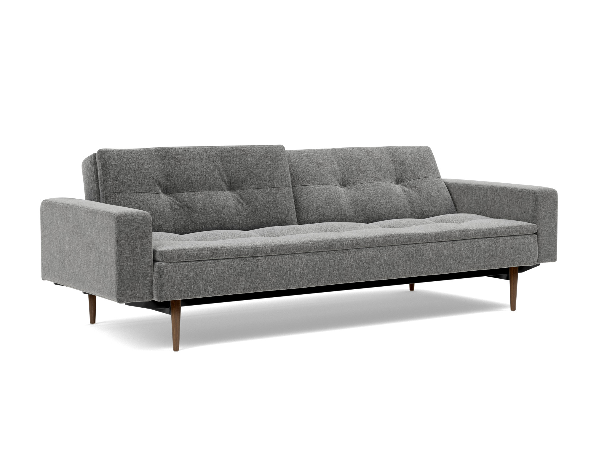 Schlafsofa Dublexo mit Armlehnen Strukturierter Stoff Twist 563-Charcoal Beine Styletto Eiche dunkel