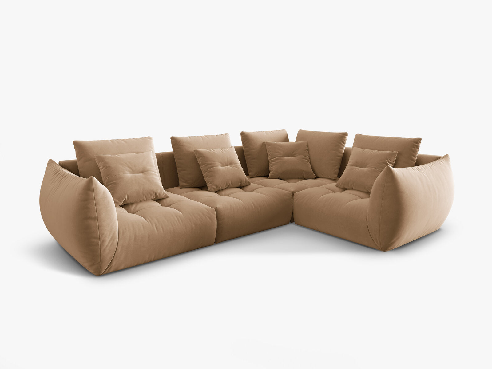 Micadoni Ecksofa Bloom 4-Sitzer Rechts Samt Sand