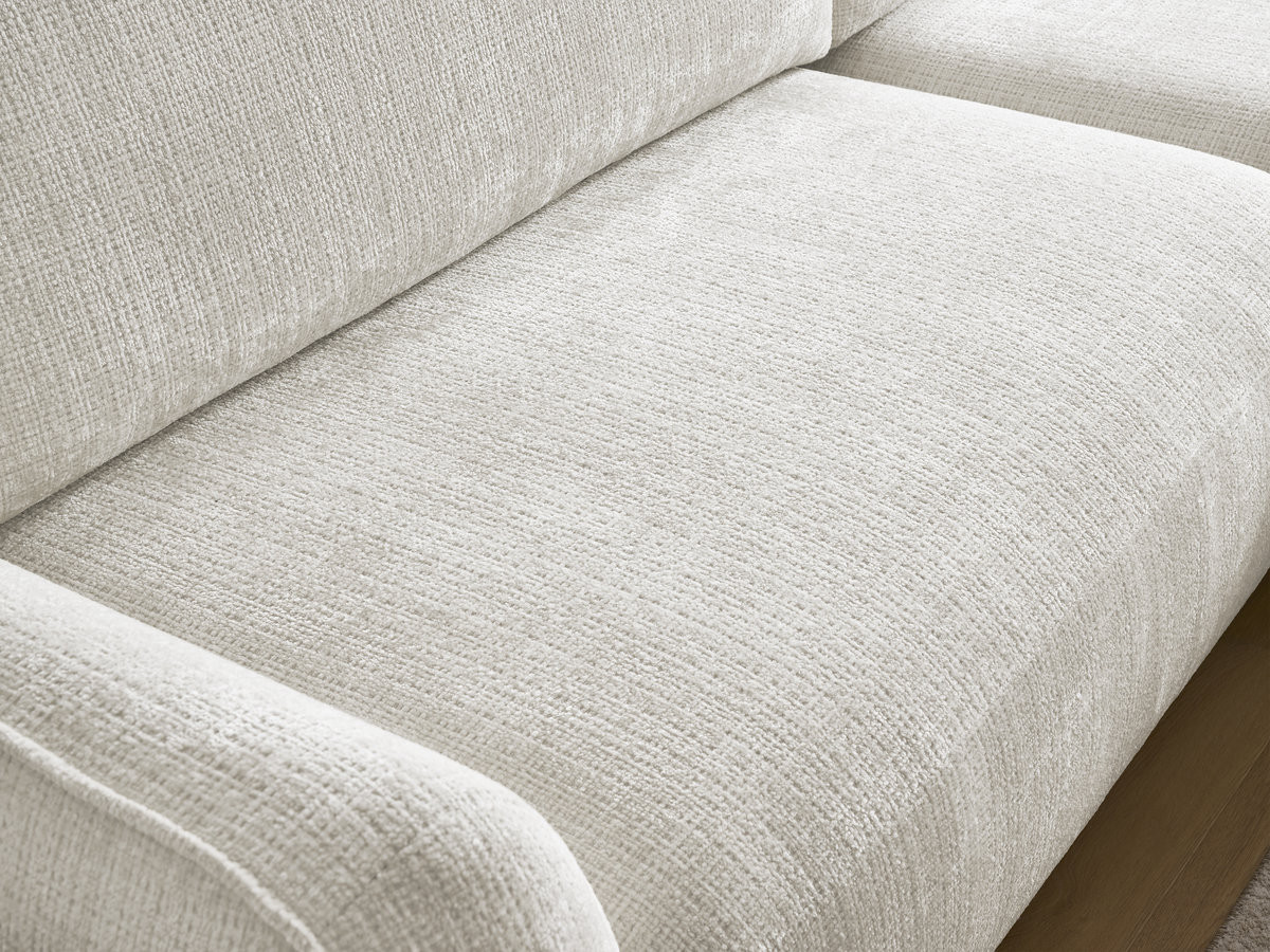 Bobochic Denise Ecksofa mit Schlaffunktion und Bettkasten 258 × 160 cm Strukturstoff Weiß Ecke rechts