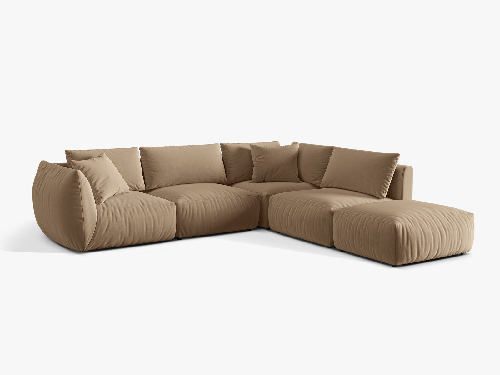 Micadoni Modulares Ecksofa Chris 4-Sitzer Rechts Samt Sand