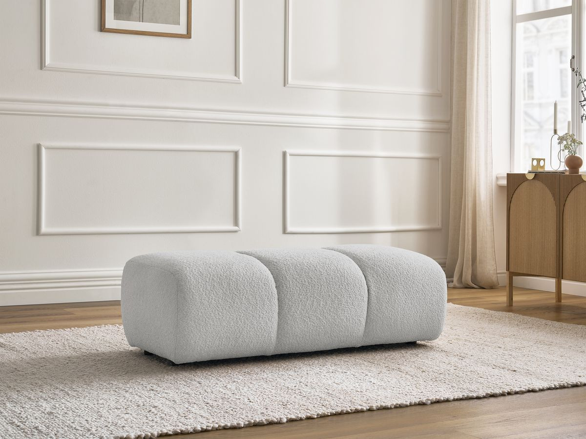 Bobochic Pamira Pouf Bouclé-Stoff Hellgrau