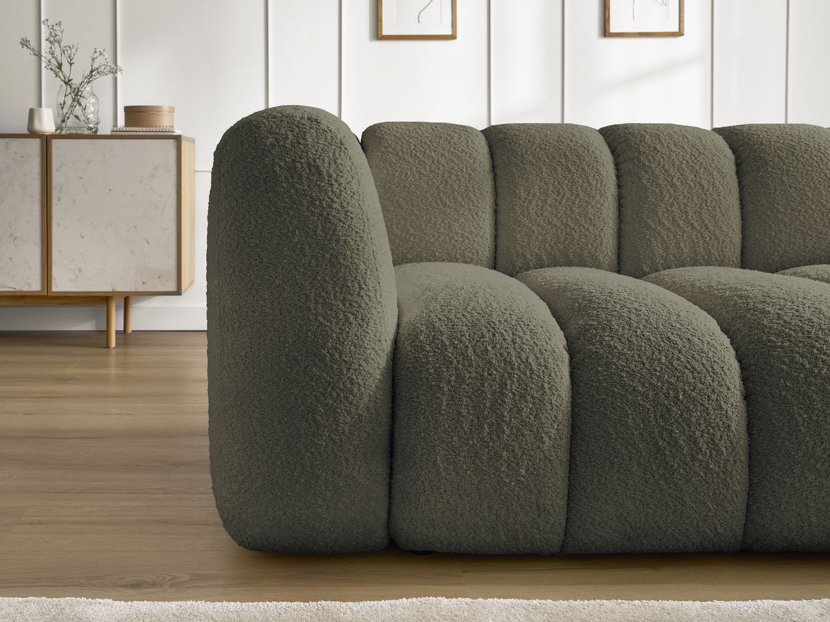 Bobochic Talia Ecksofa Bouclé-Stoff Grün Ecke rechts