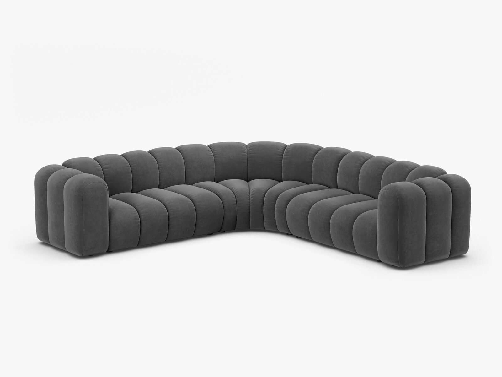 Micadoni symmetrisches Ecksofa Lupine 5-Sitzer mittelgroß Samt Venus Grau