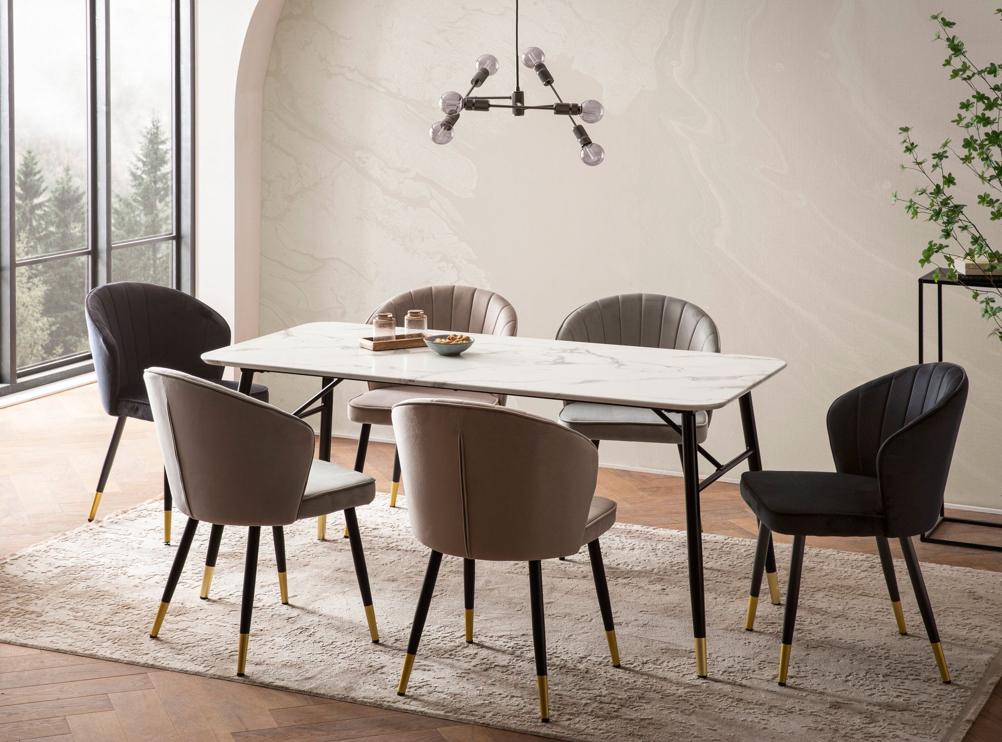 Esstisch Froland Marmoroptik Weiß 140 × 80 × 76 cm