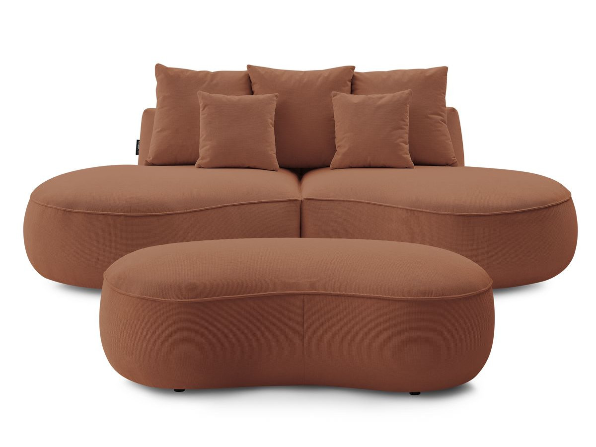 Bobochic Saint-germain Sofa 5-Sitzer mit Pouf Strukturstoff Orange