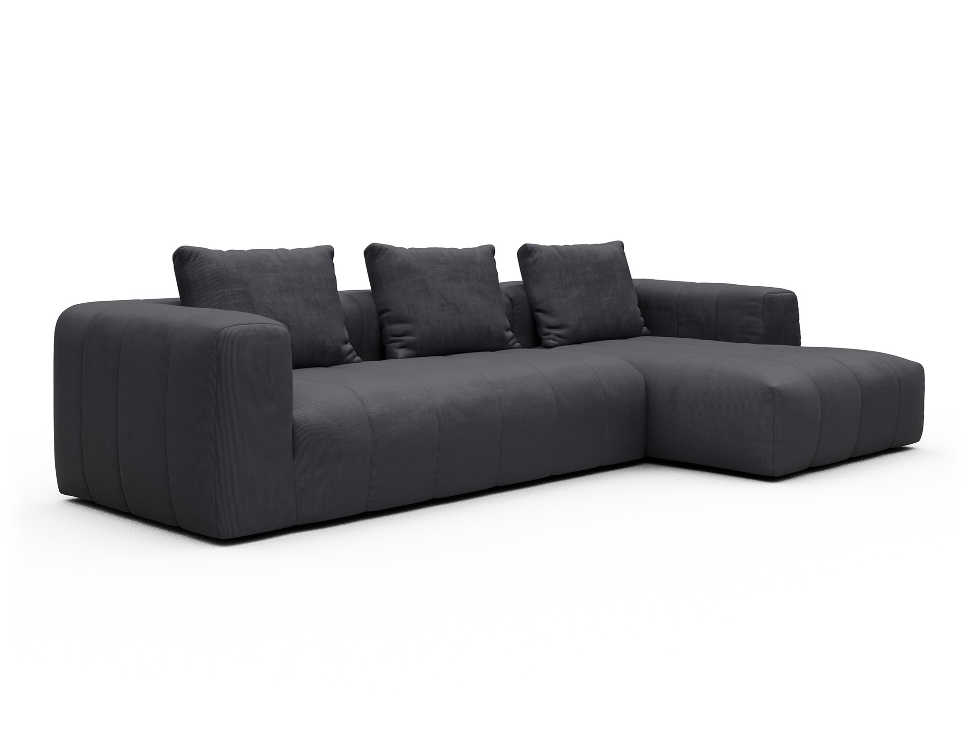 Hugo 2,5-Sitzer Armlehne links mit Chaiselongue Cordufine-Slate-Grey moebelfaktor