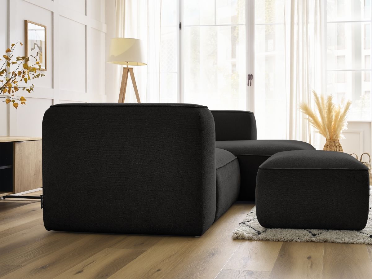 Bobochic Zephyr Ecksofa mit Pouf 260 × 165 cm Strukturstoff Schwarz Ecke rechts
