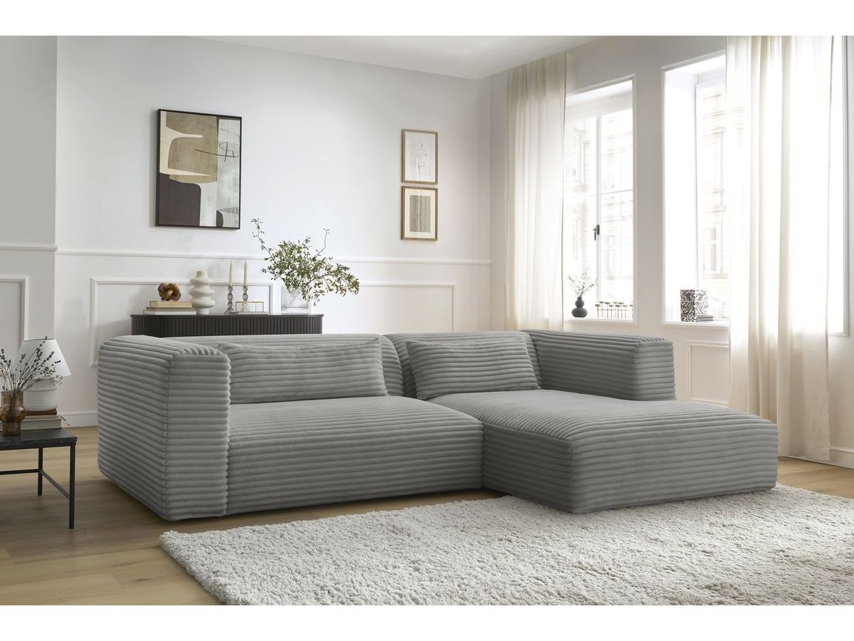 Bobochic Harry Ecksofa Breitcord weich Dunkelgrau Ecke rechts